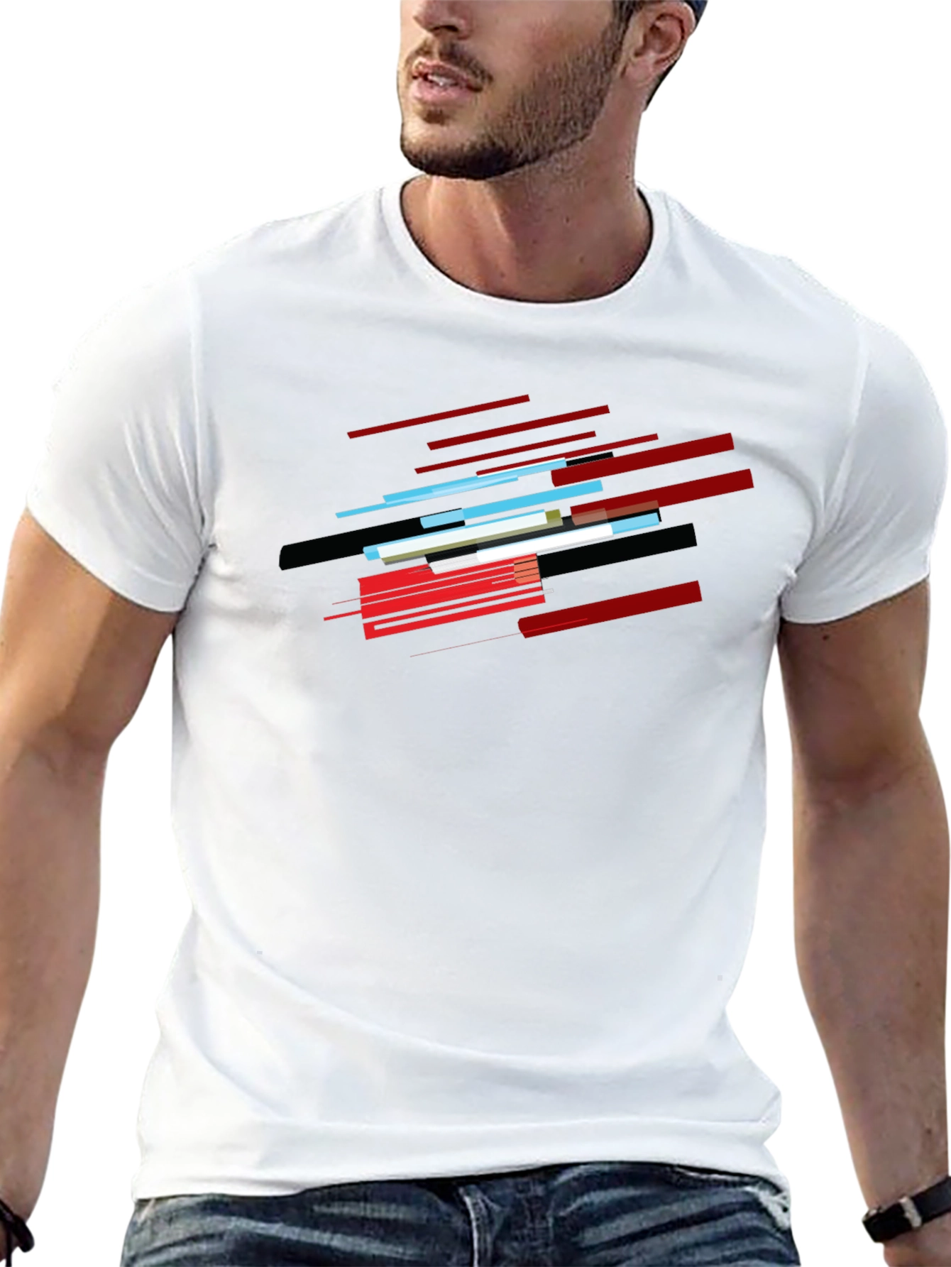 Abstract Lines Graphic Black T-Shirt