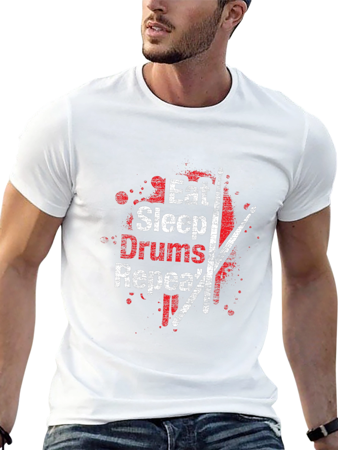 Eat Sleep Drums Repeat Mens Black T-Shirt