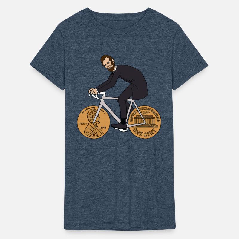 abe lincoln riding bike with penny wheels