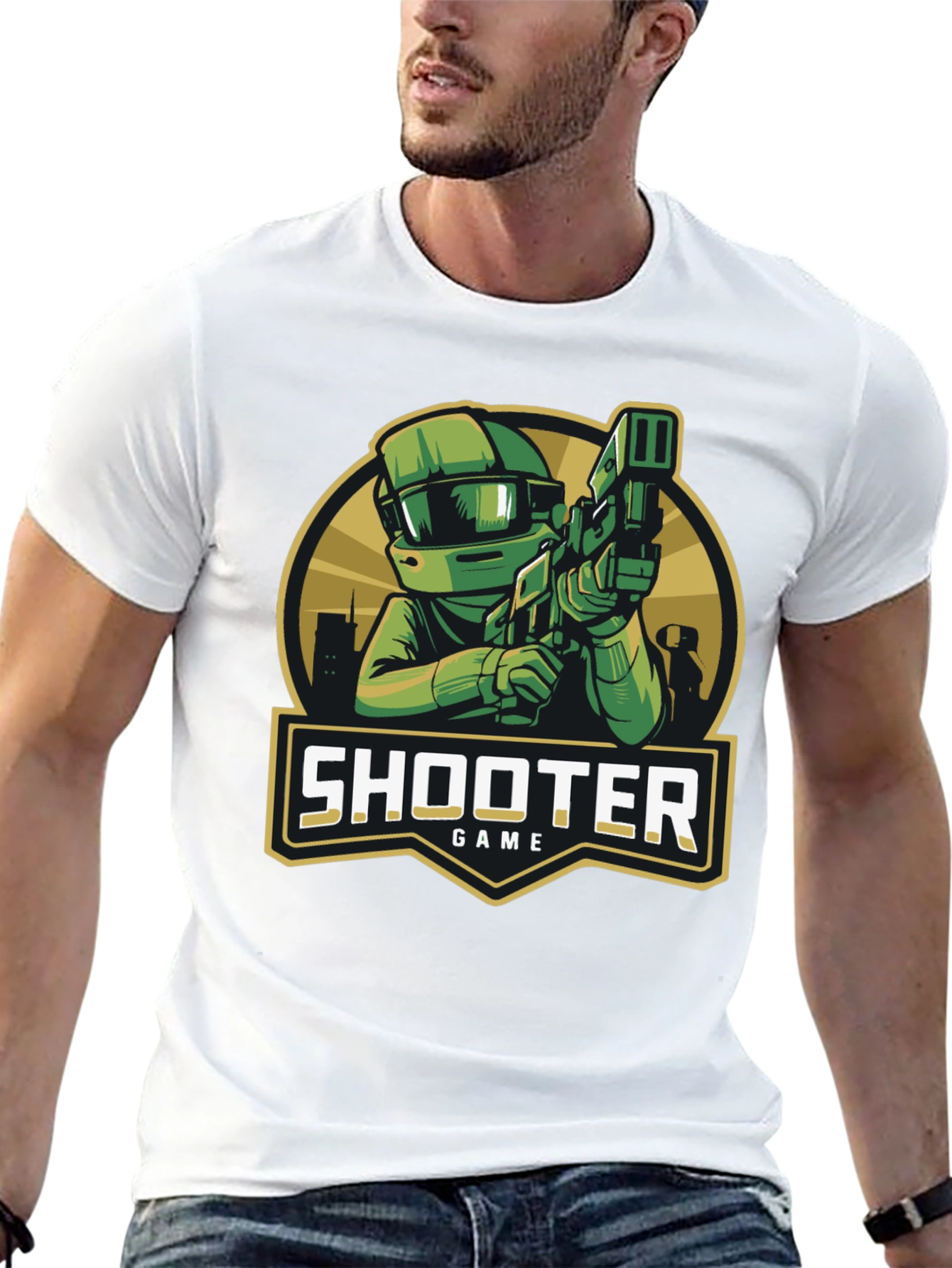 Shooter Game Graphic Black T-Shirt