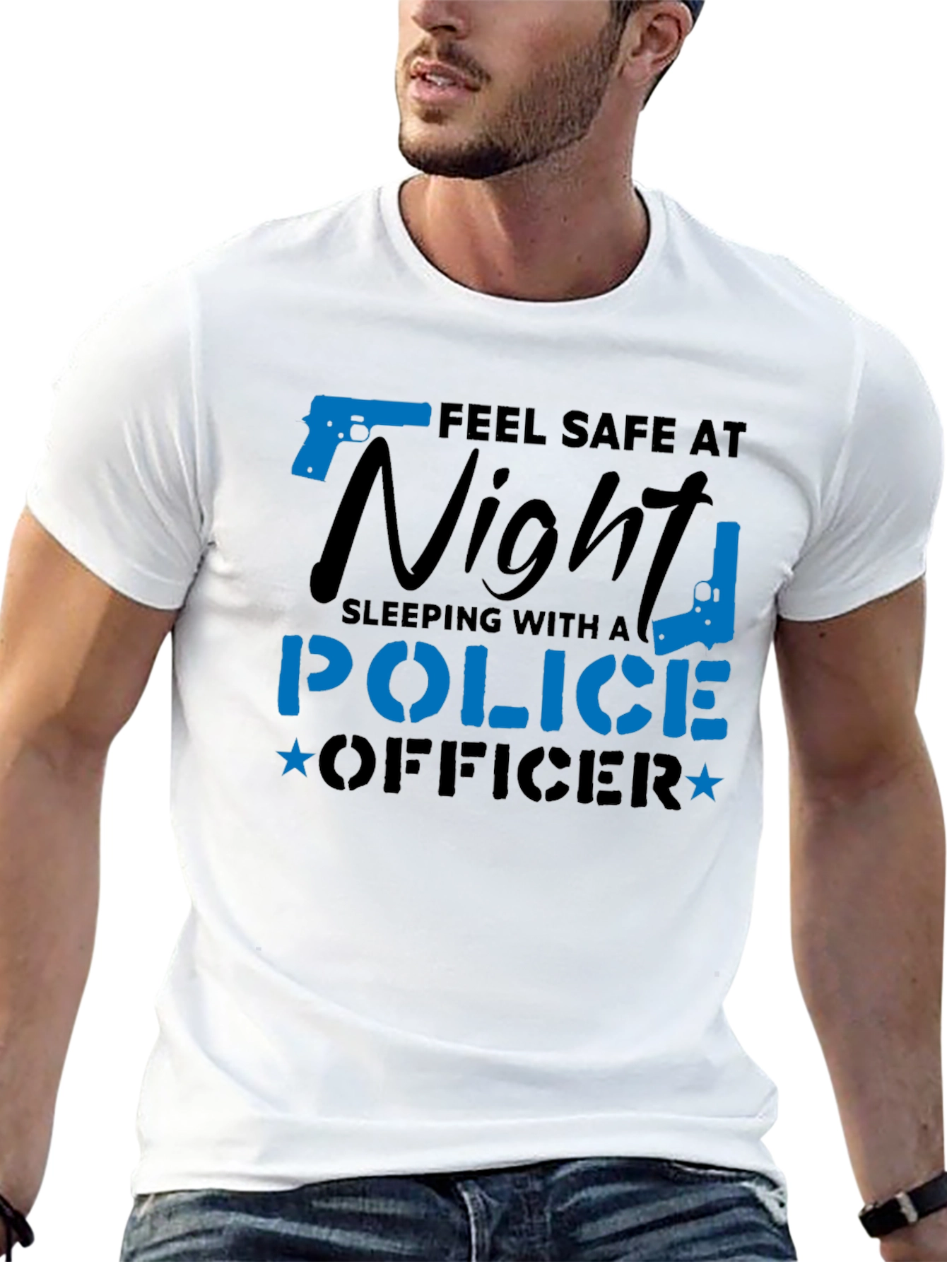 Feel Safe Police Officer Novelty Graphic Tee