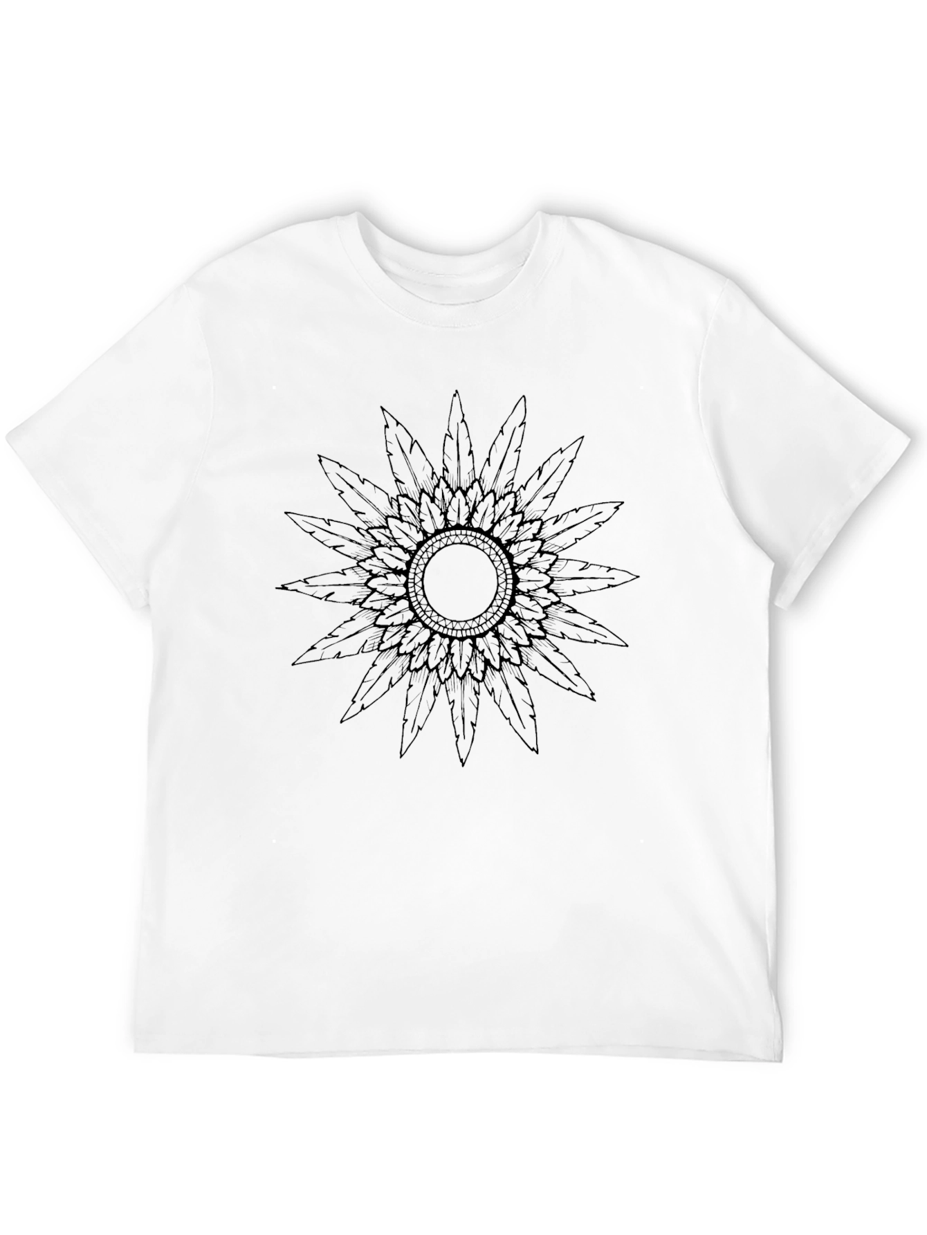 Feather Mandala Graphic Black T-Shirt