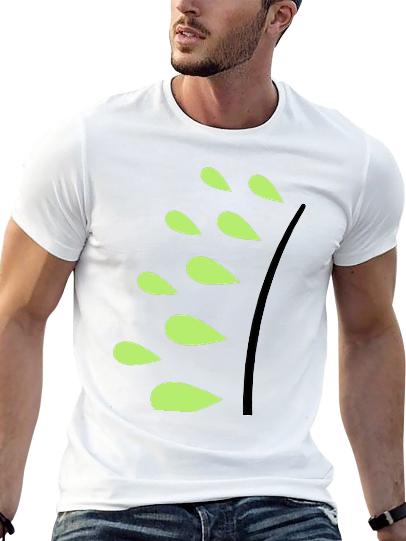 Unique Black T-Shirt with Leaf Design