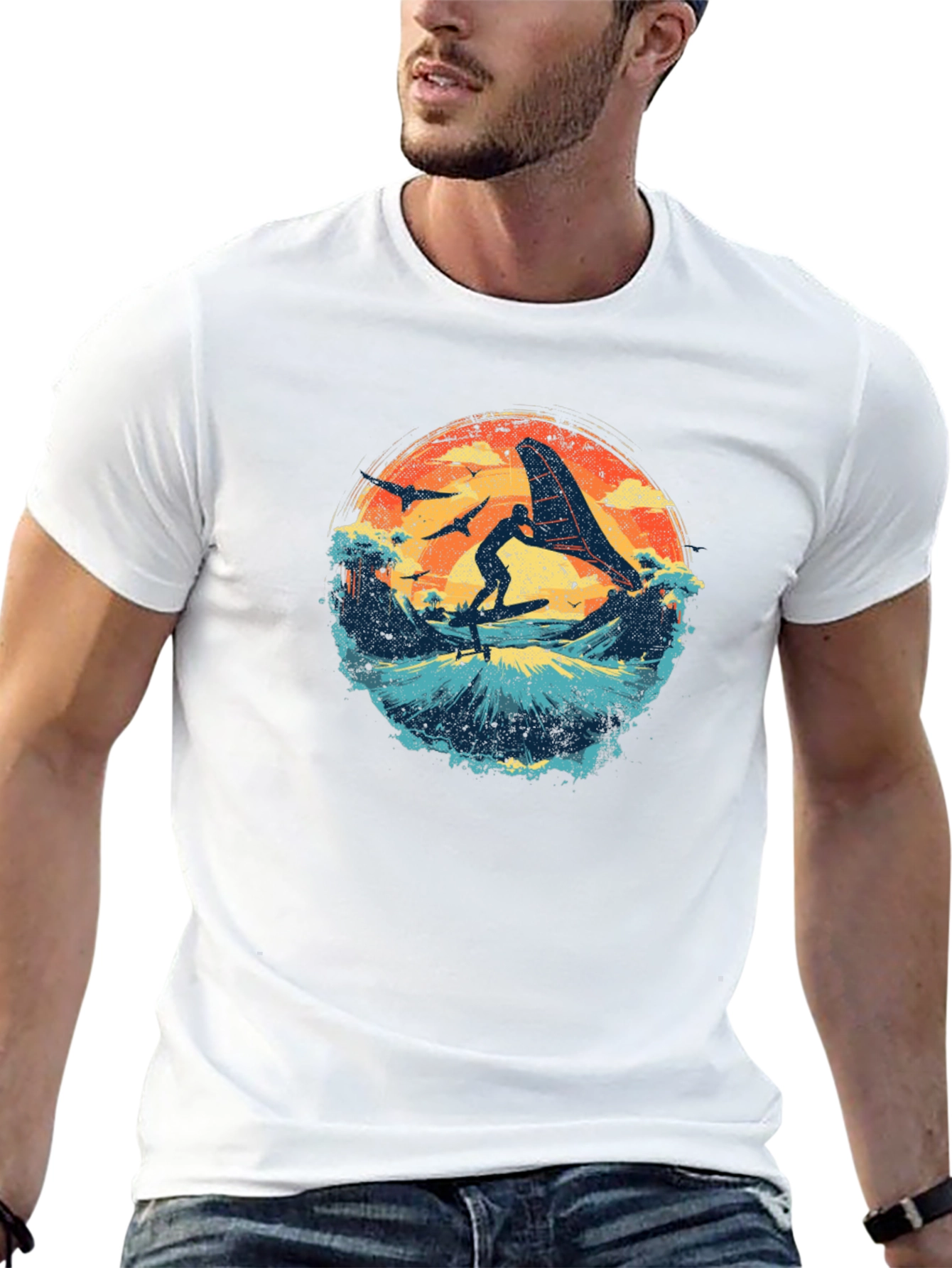 Surfing Sunset Graphic Tee