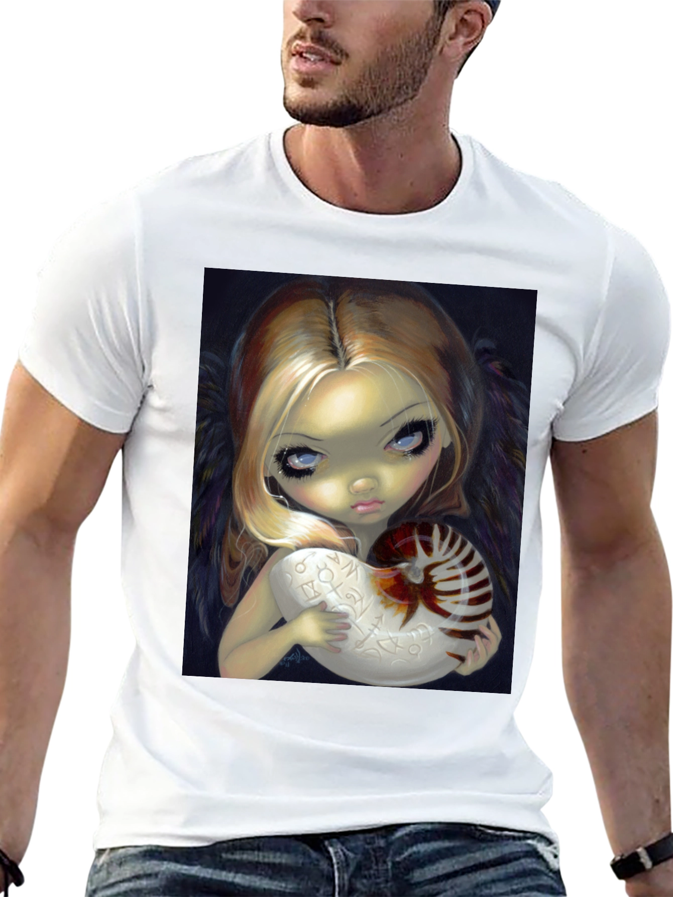 Girl With Nautilus Shell Graphic T-Shirt