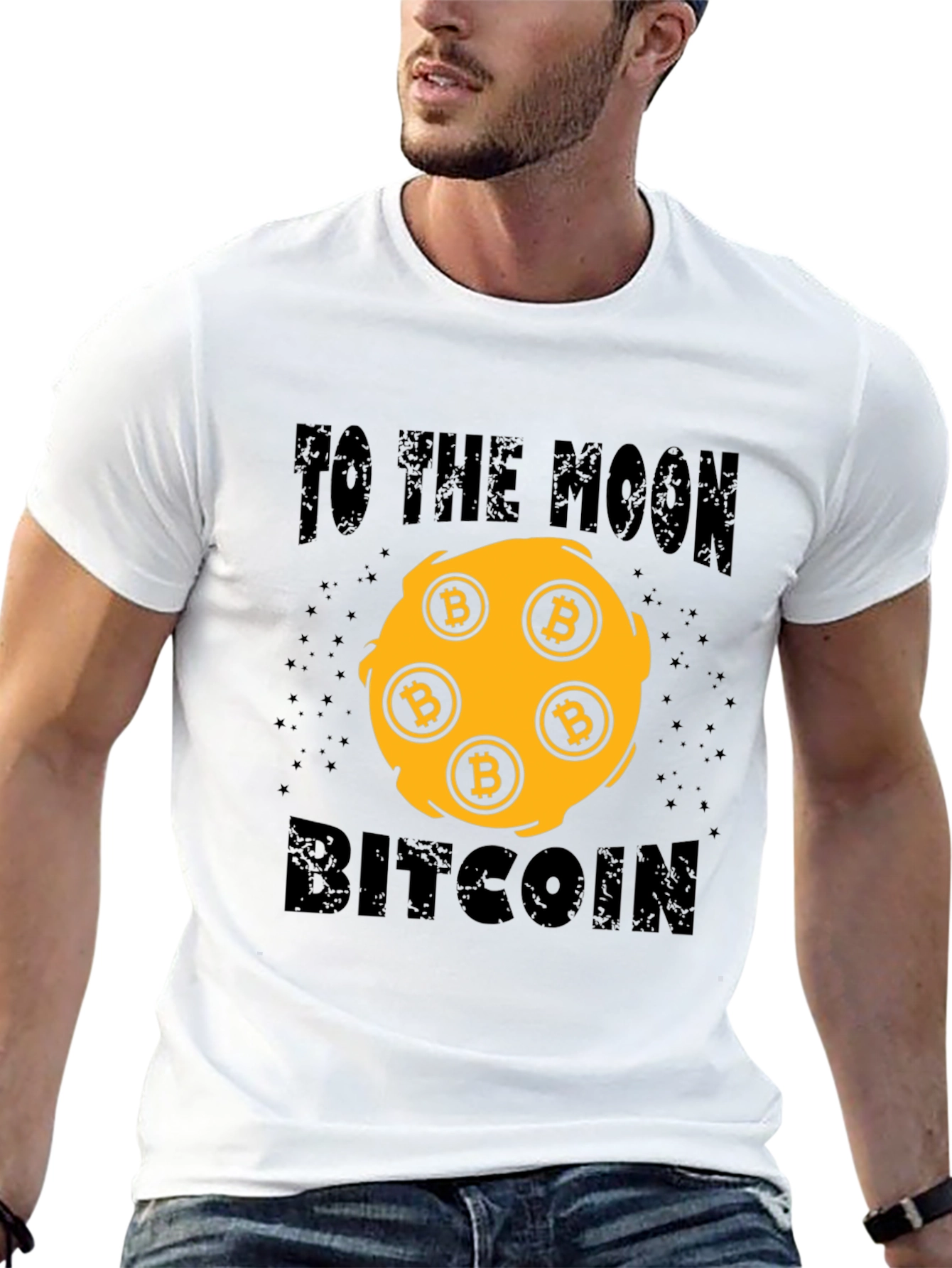 Bitcoin To The Moon Black Graphic T-Shirt