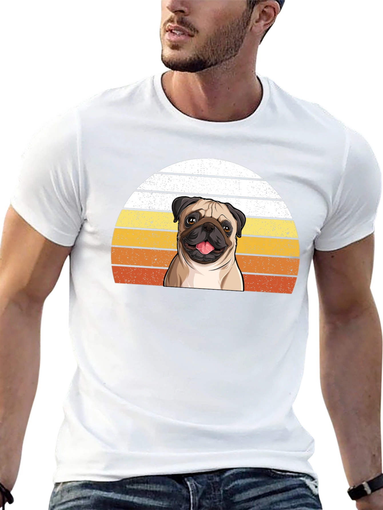 Pug Sunset Graphic Tee - Unisex Black T-Shirt