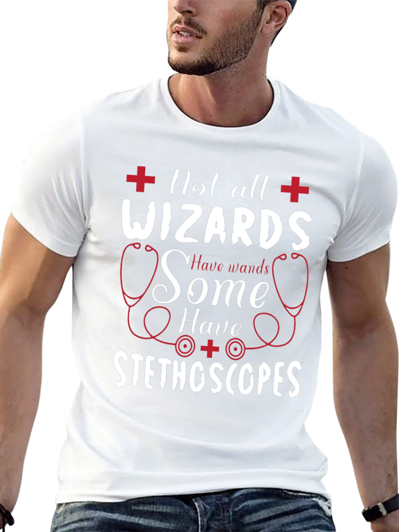 Not All Wizards Stethoscope Graphic T-Shirt