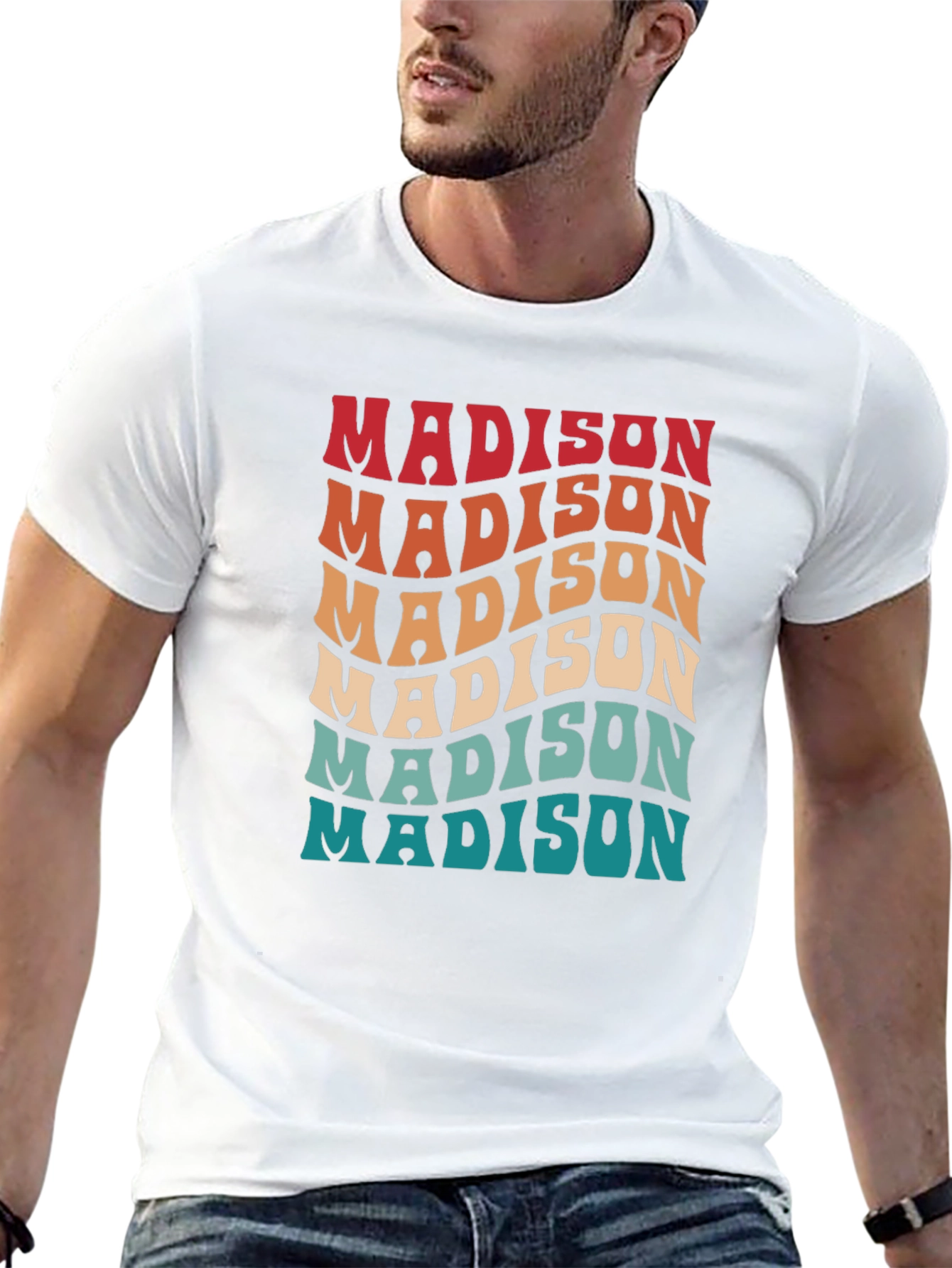 Retro Madison T-Shirt - Stylish Wavy Design