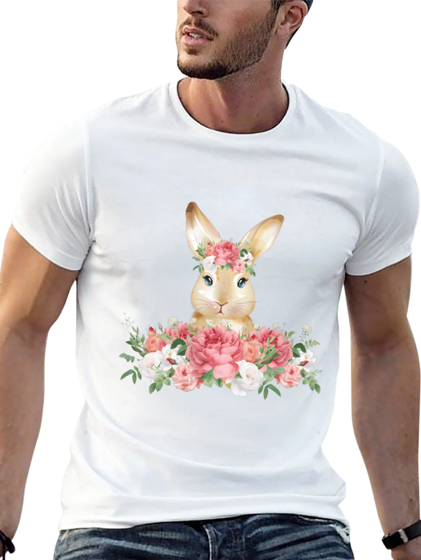 Floral Bunny Graphic Tee - Easter Spring T-Shirt