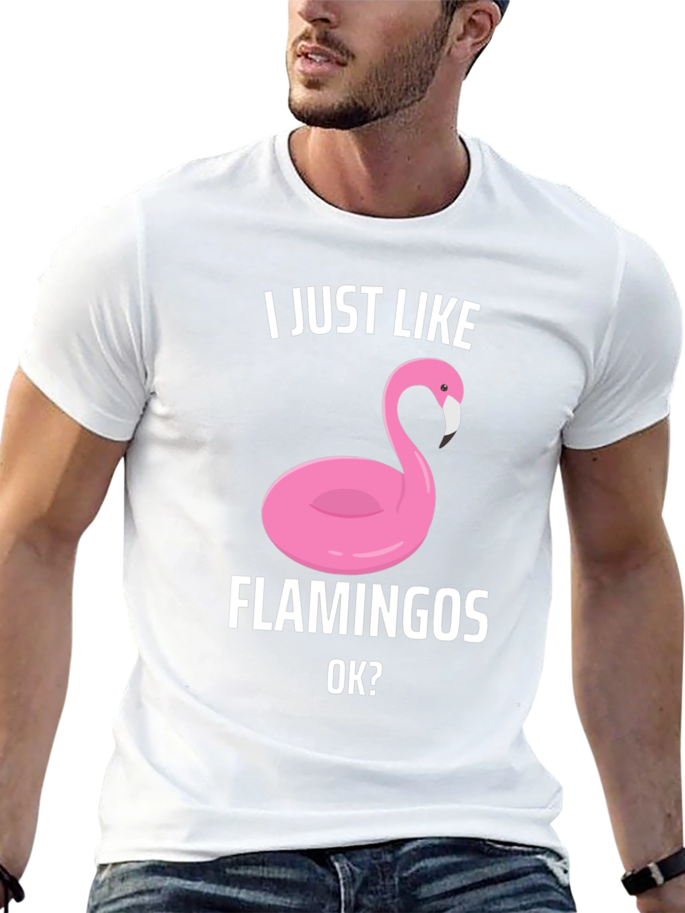 Funny Flamingo Graphic T-Shirt - I Just Like Flamingos