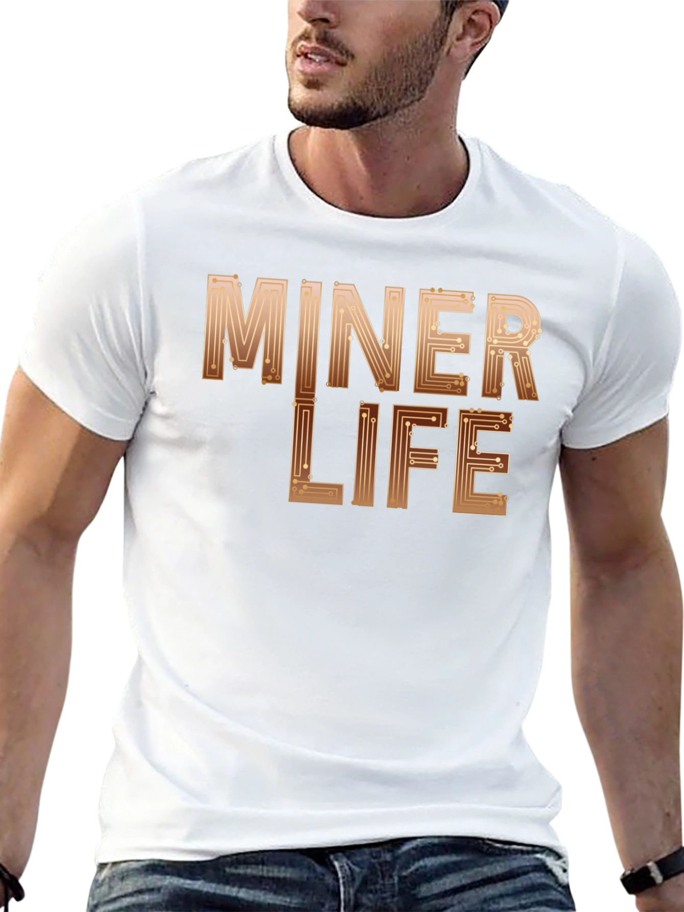 Miner Life Black T-Shirt with Circuit Design