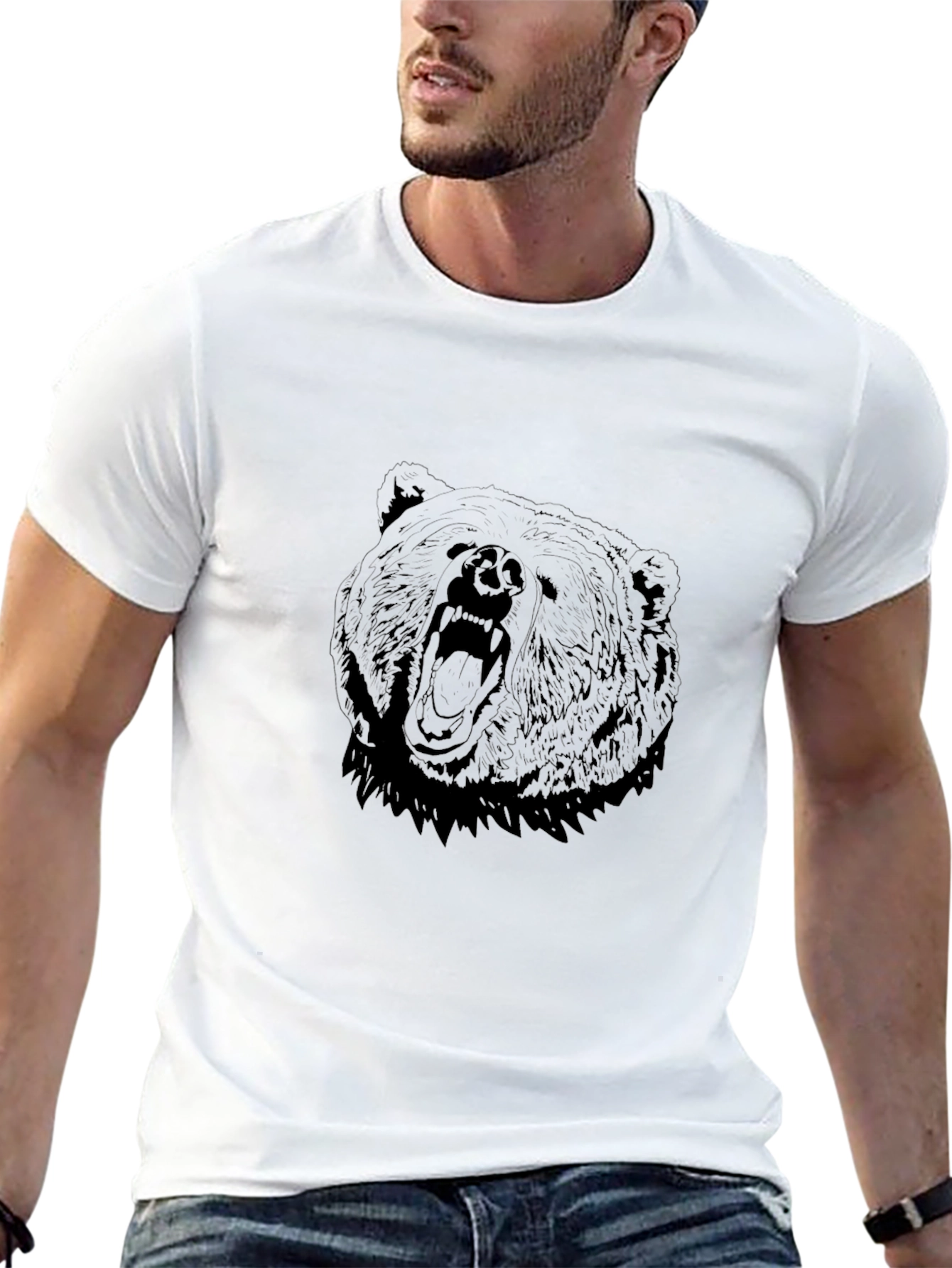 Mens Black Bear Graphic Tee - Roaring Style