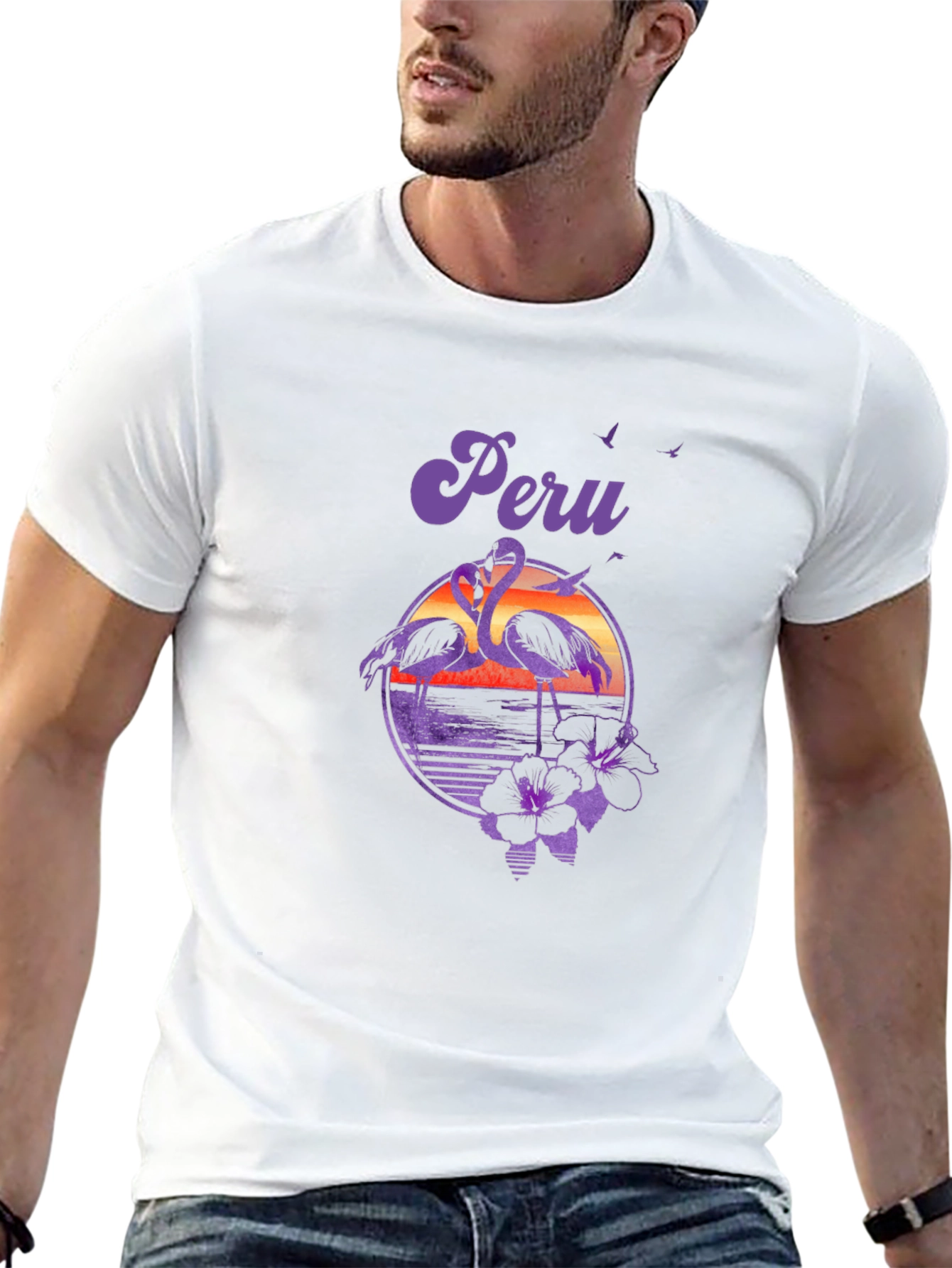 Peru Flamingo Sunset Graphic Tee