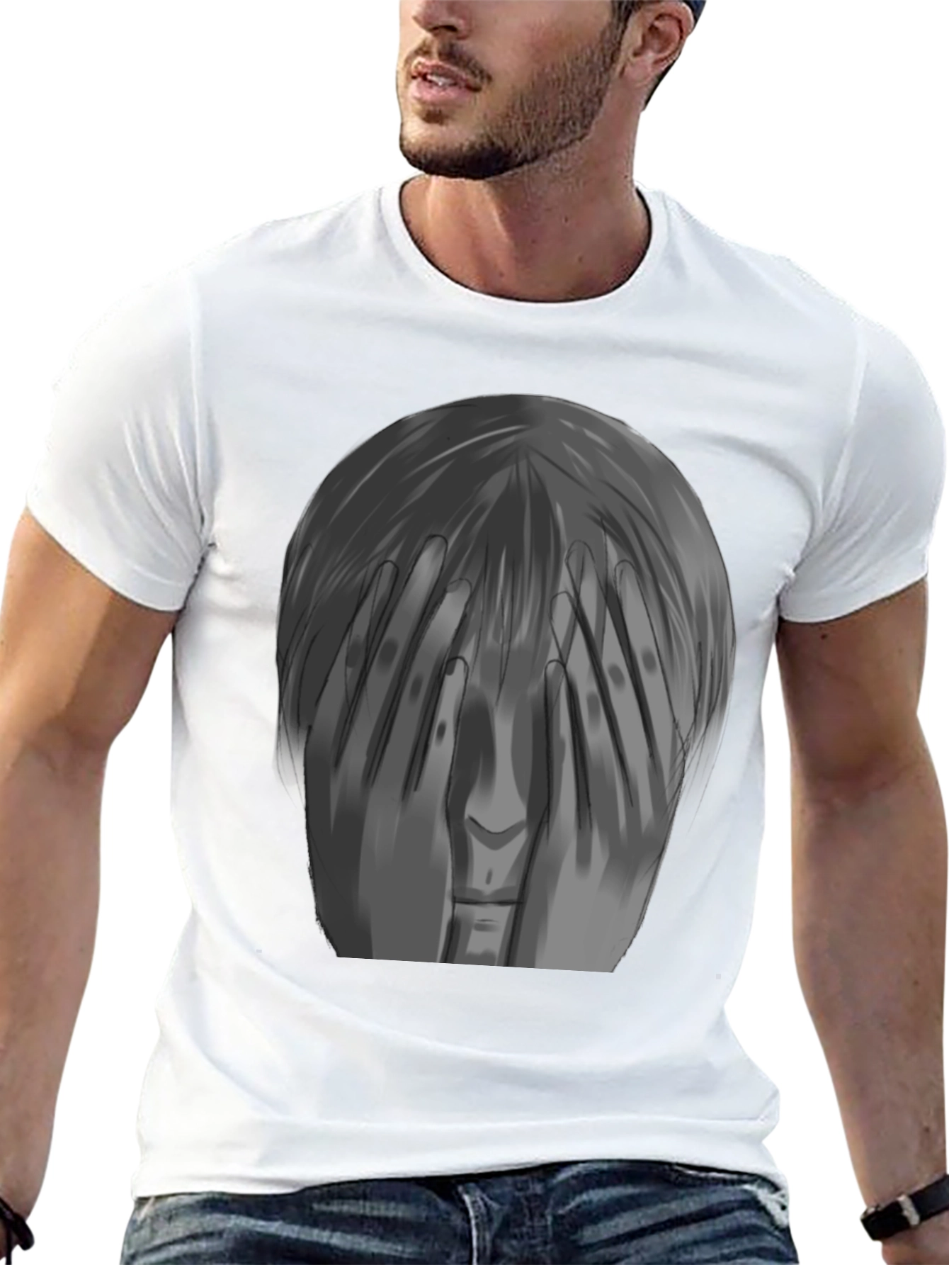 Artistic Graphic Tee - Hidden Face Design
