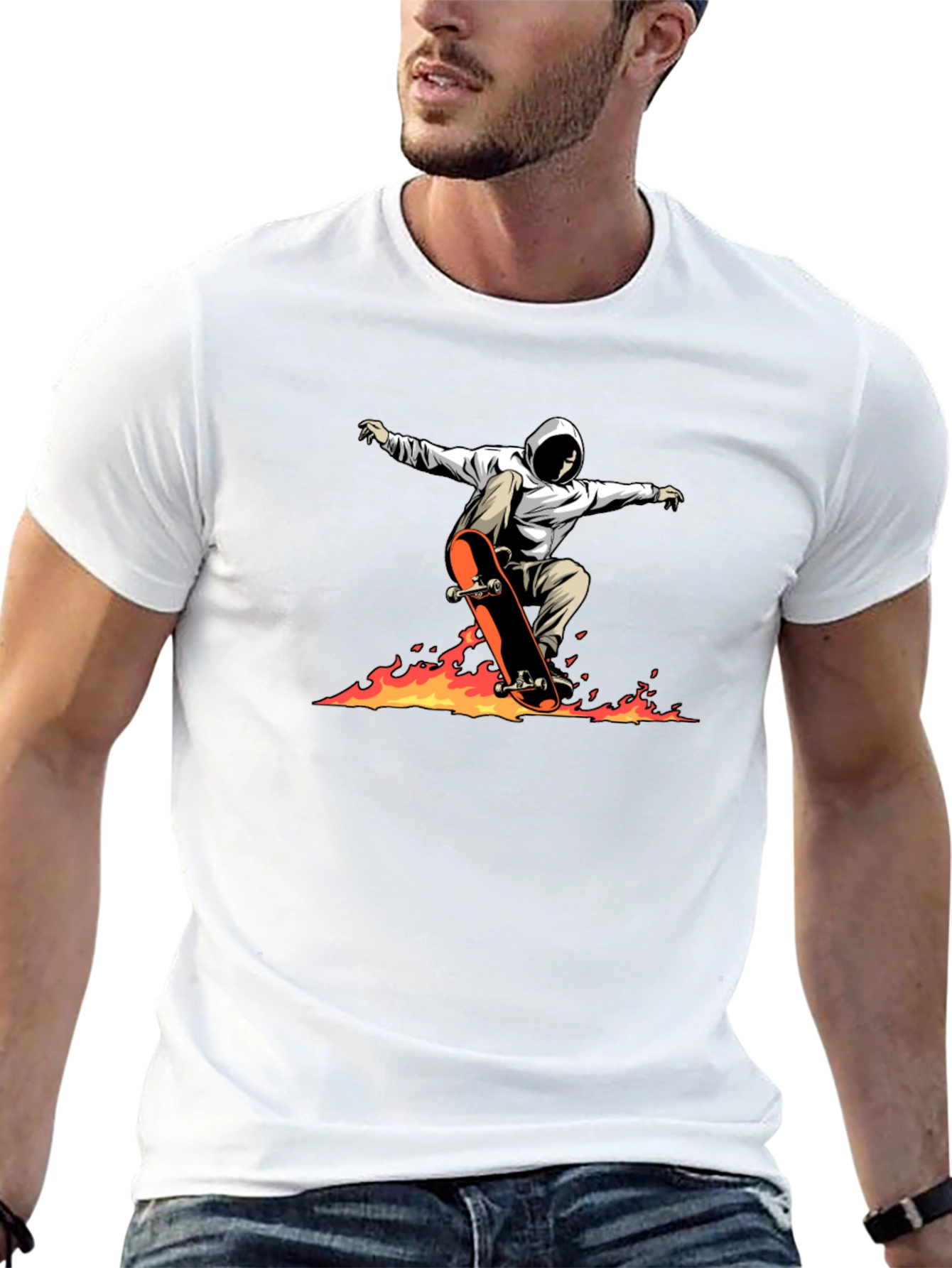 Skateboarding Graphic Tee - Flames