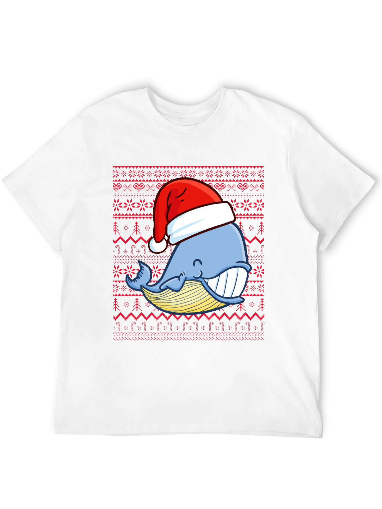 Christmas Whale Santa Hat Graphic Tee