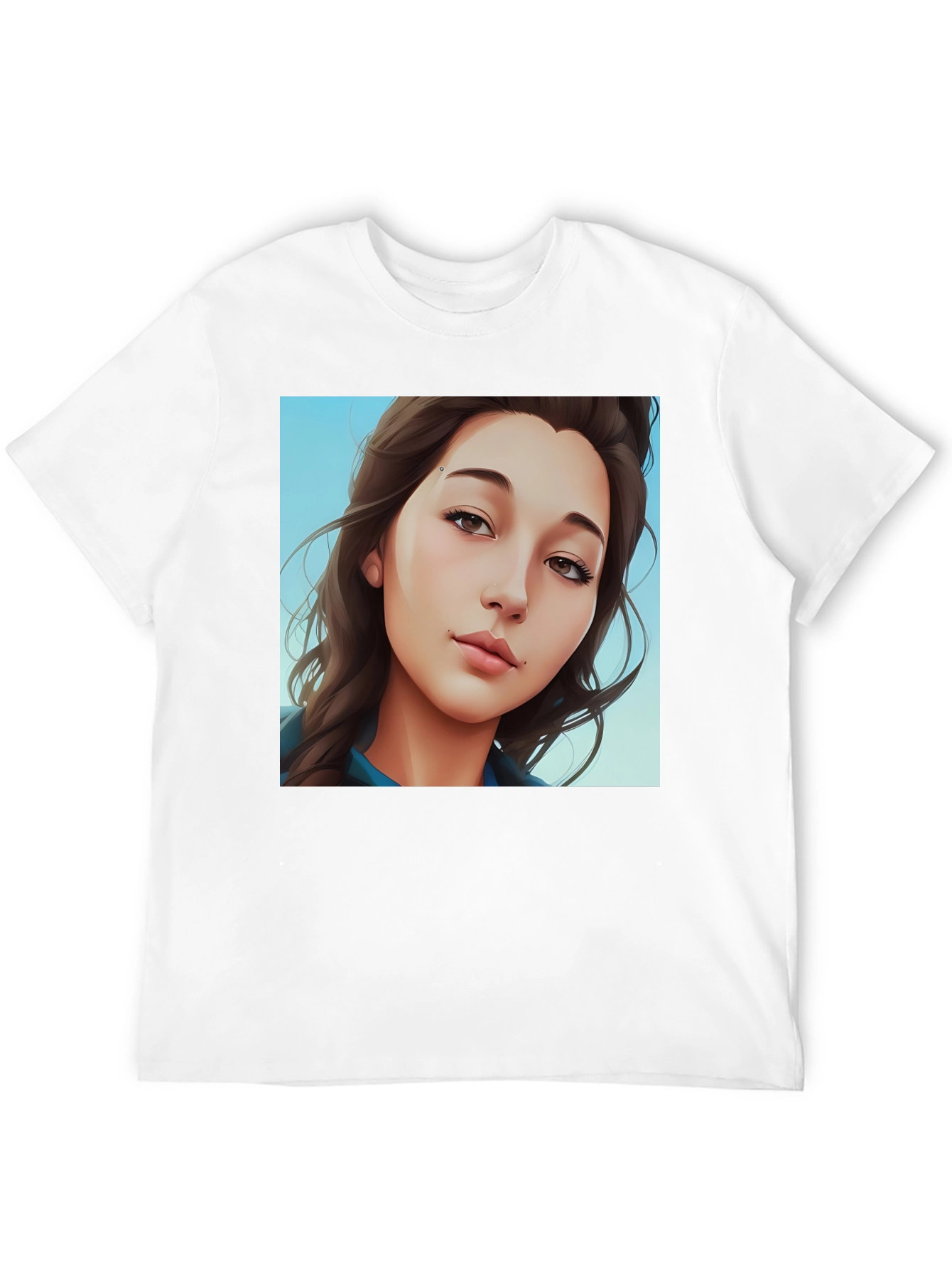 Trendy Woman Portrait Graphic Tee - Black