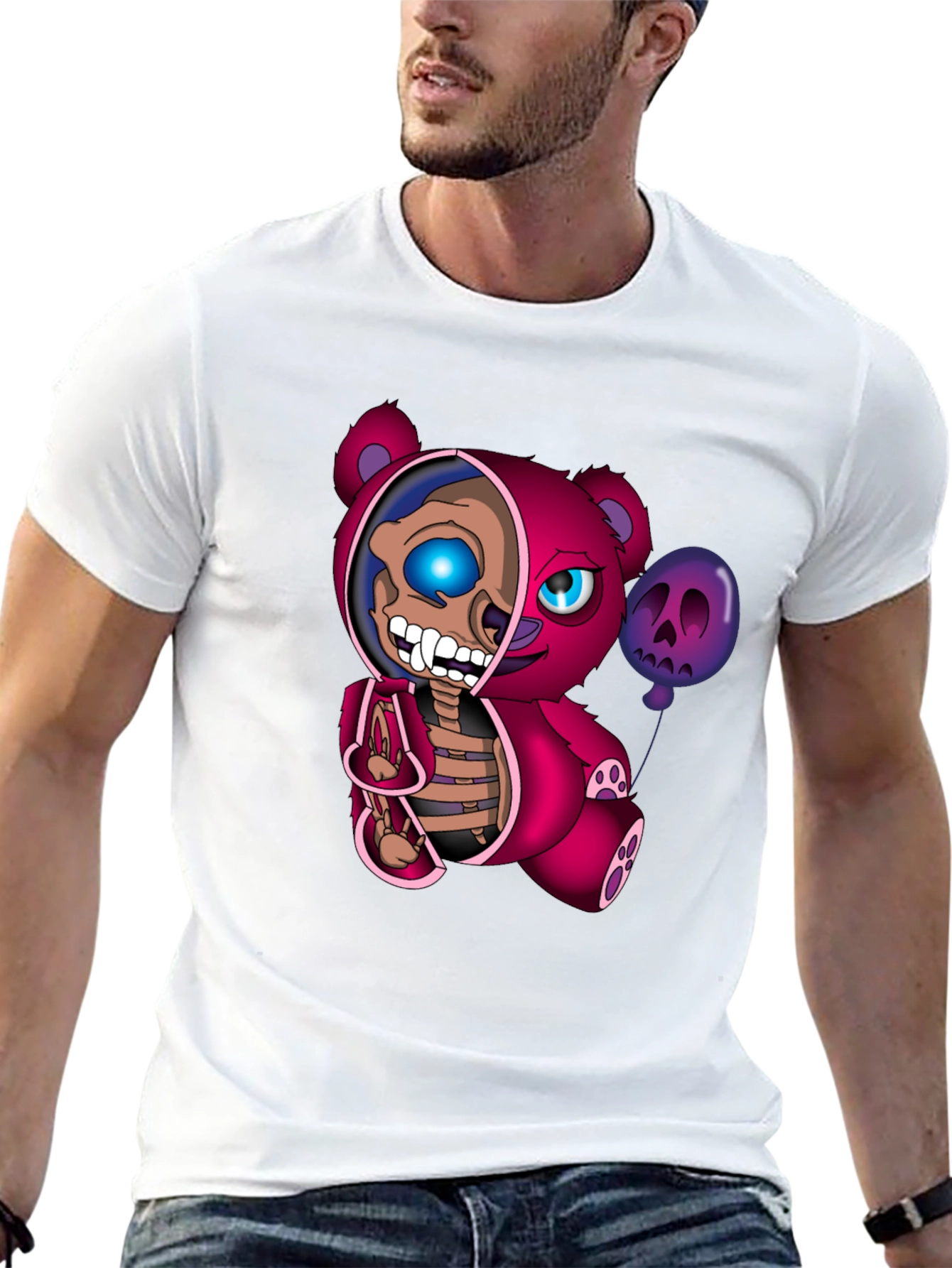 Creepy Cute Skeleton Teddy Bear Graphic T-Shirt