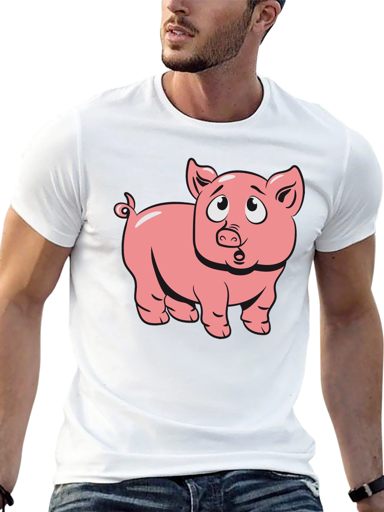 Pig Cartoon Graphic T-Shirt