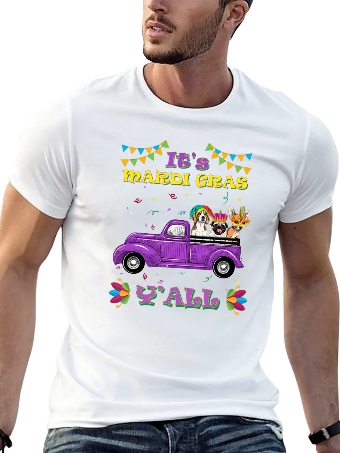 Mardi Gras Dogs Yall T-Shirt