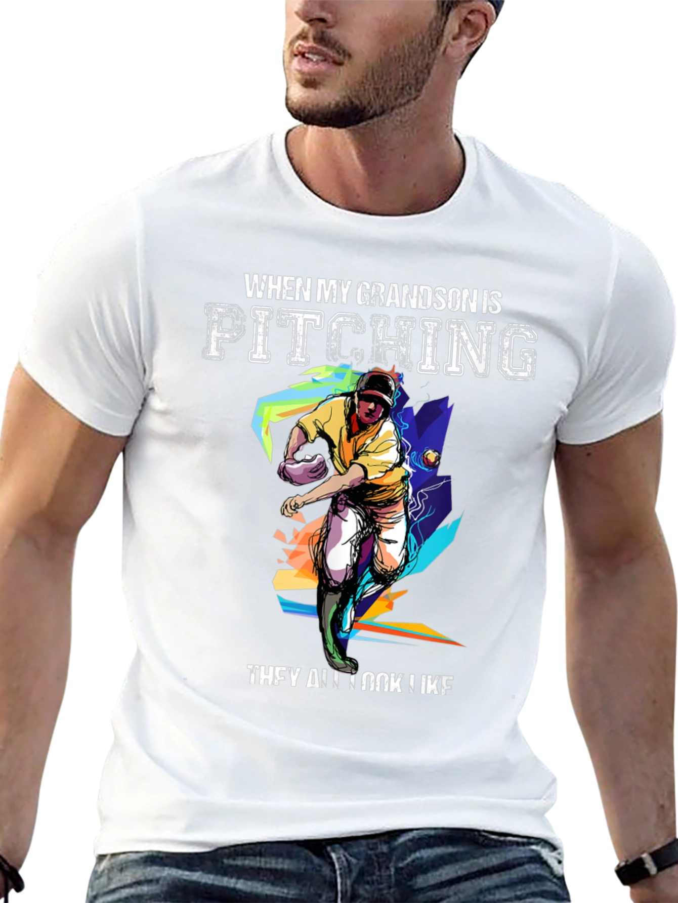 Grandson Pitching Graphic Tee - Baseball Fan T-Shirt