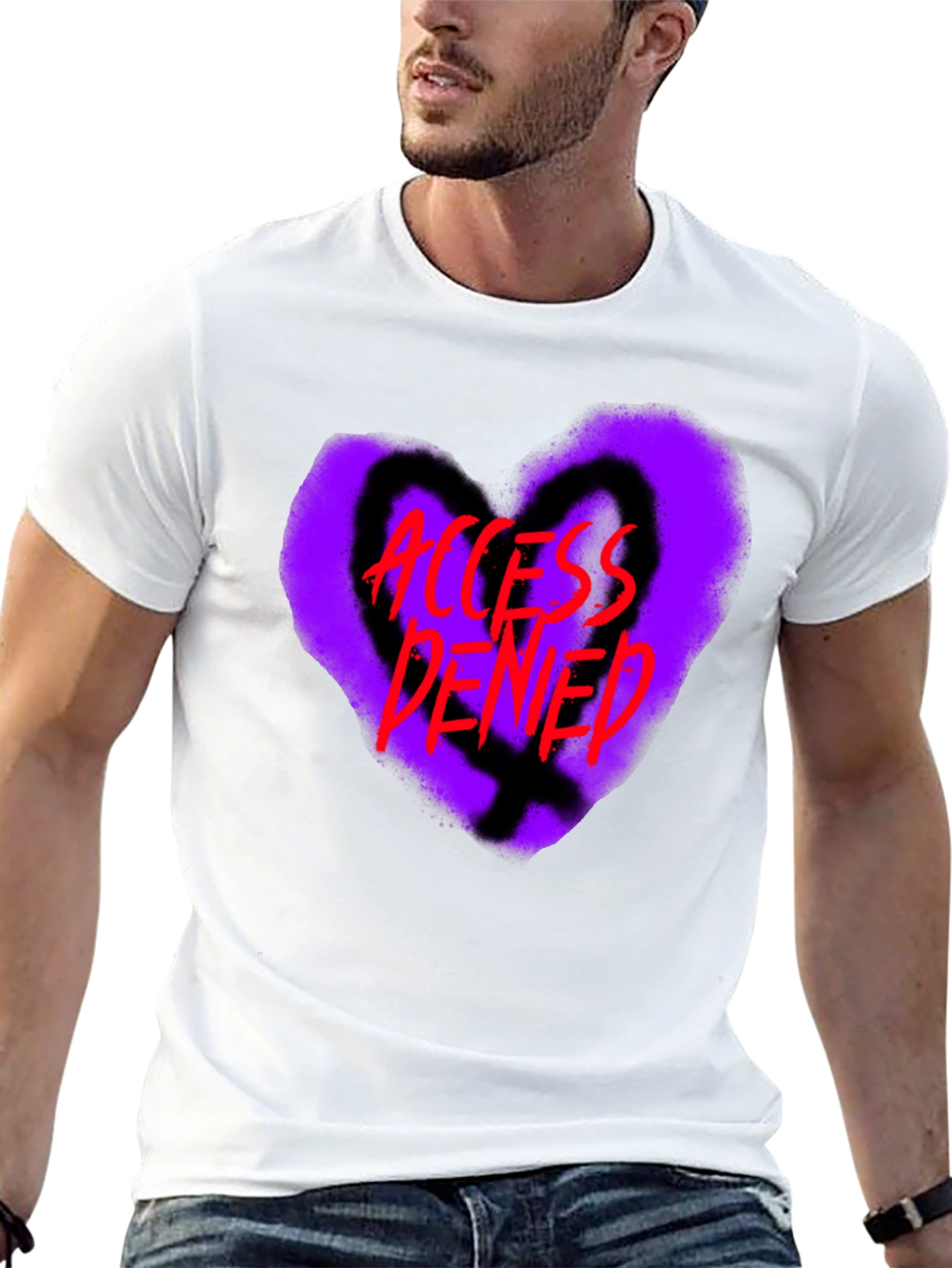 Access Denied Heart Graphic T-Shirt - Black