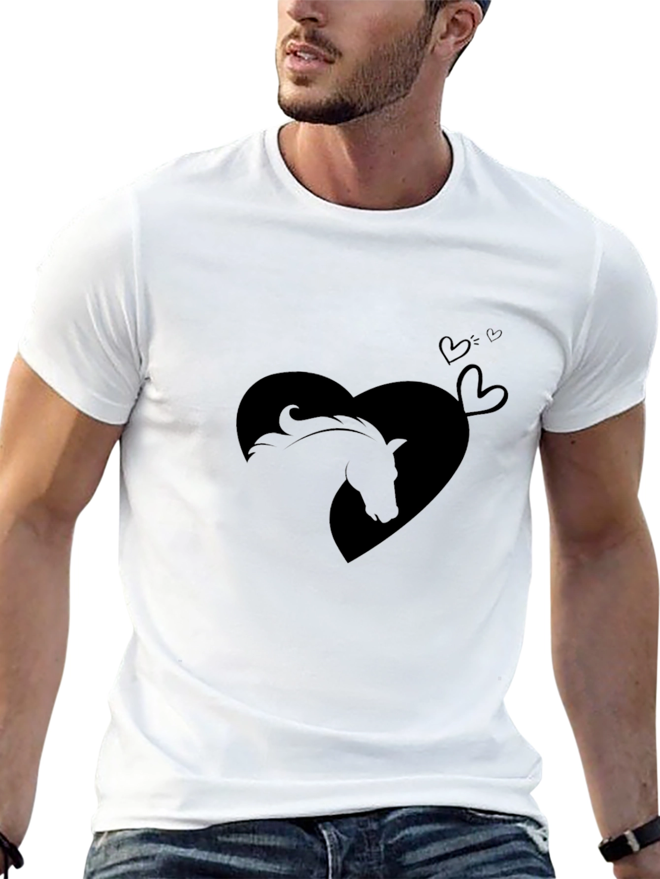 Equestrian Heart Tee - Horse Lovers Black T-Shirt