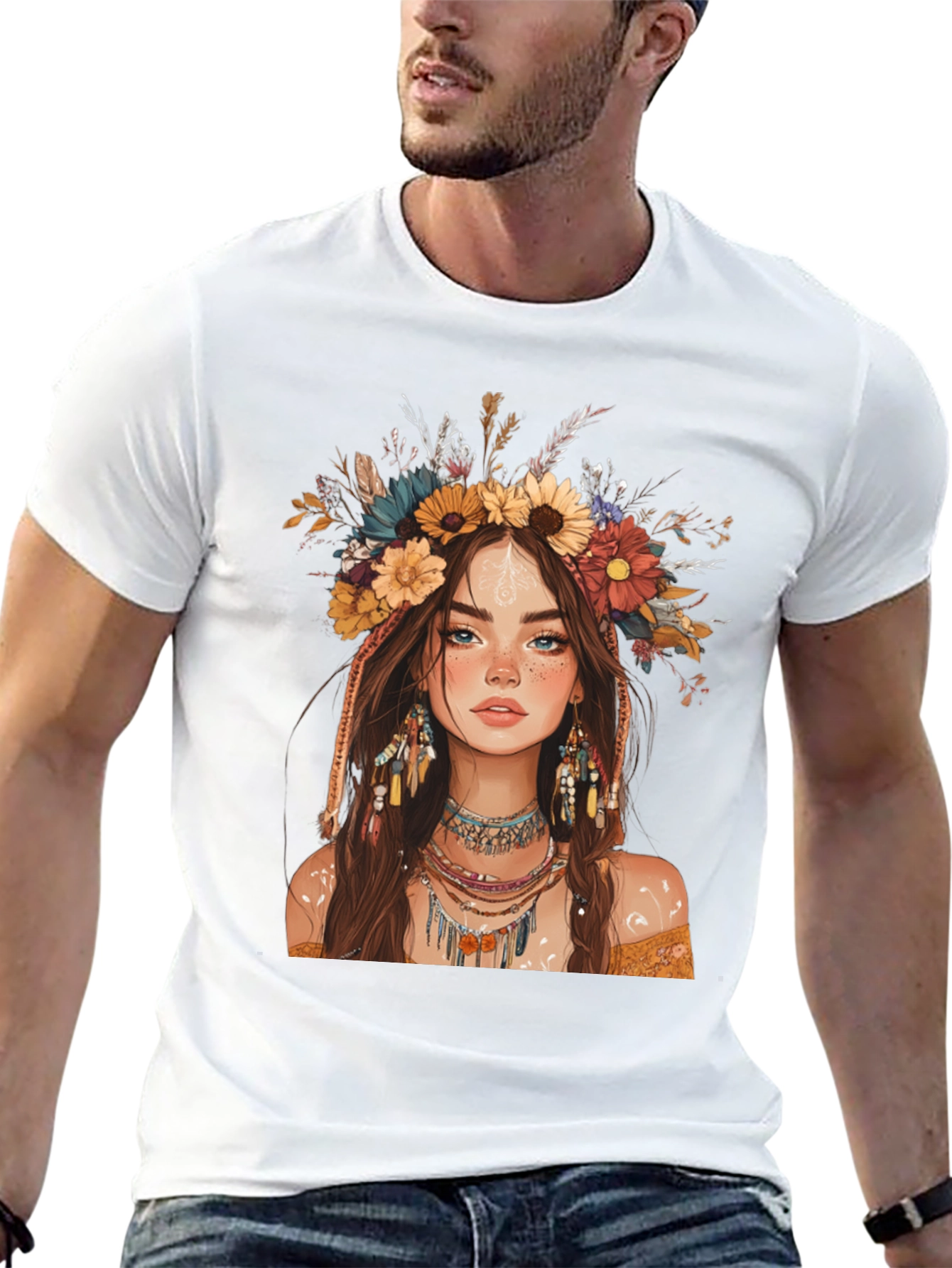 Boho Girl Graphic Tee - Stylish Printed T-Shirt