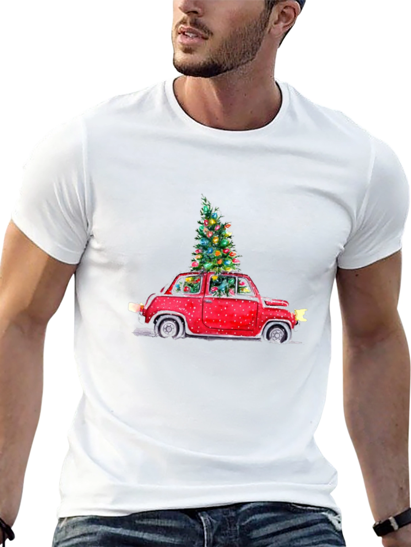 Festive Car Christmas Tree Graphic Tee