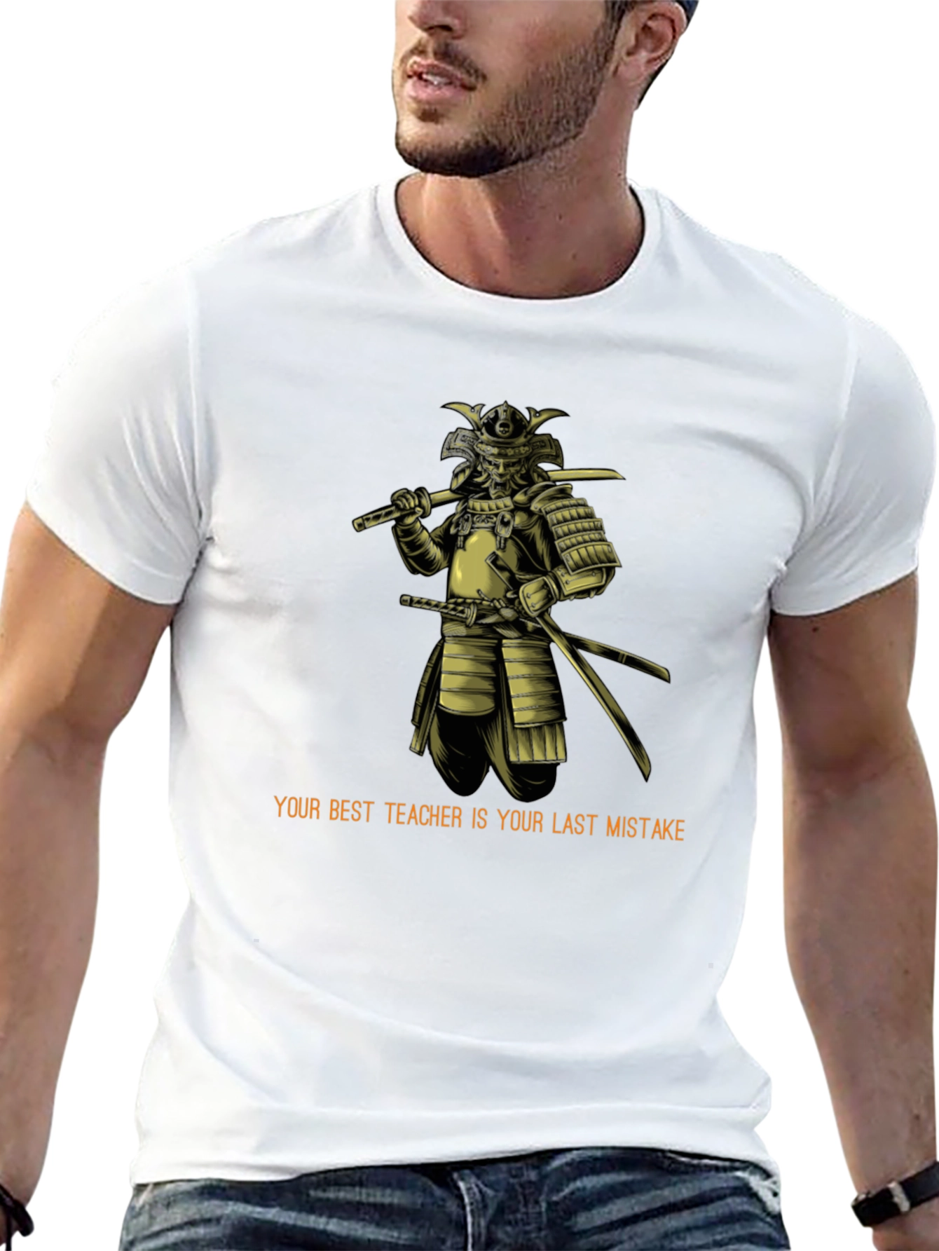 Samurai Wisdom Graphic Tee - Black Cotton Blend