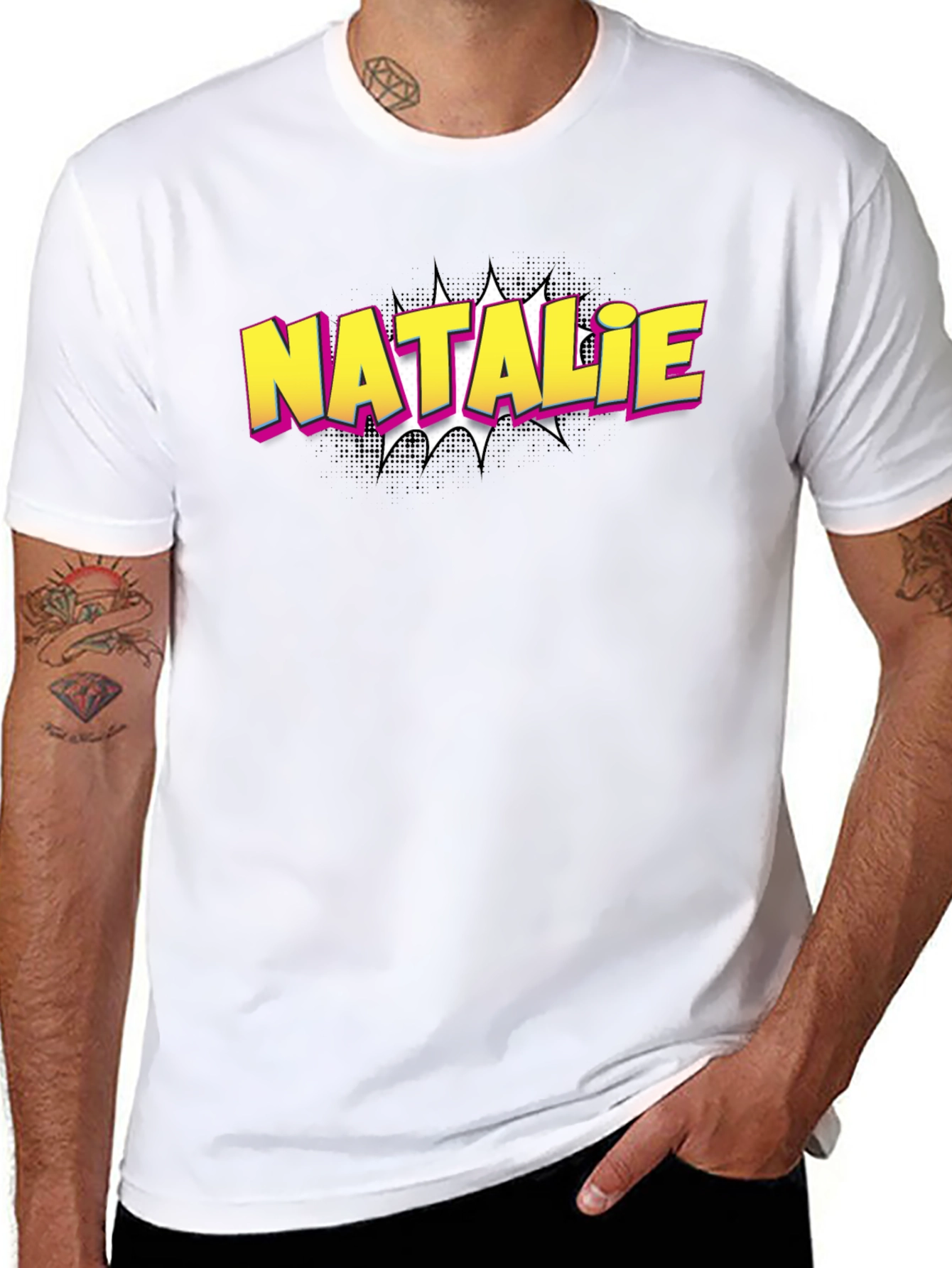 Natalie Comic Style T-Shirt - Black Graphic Tee