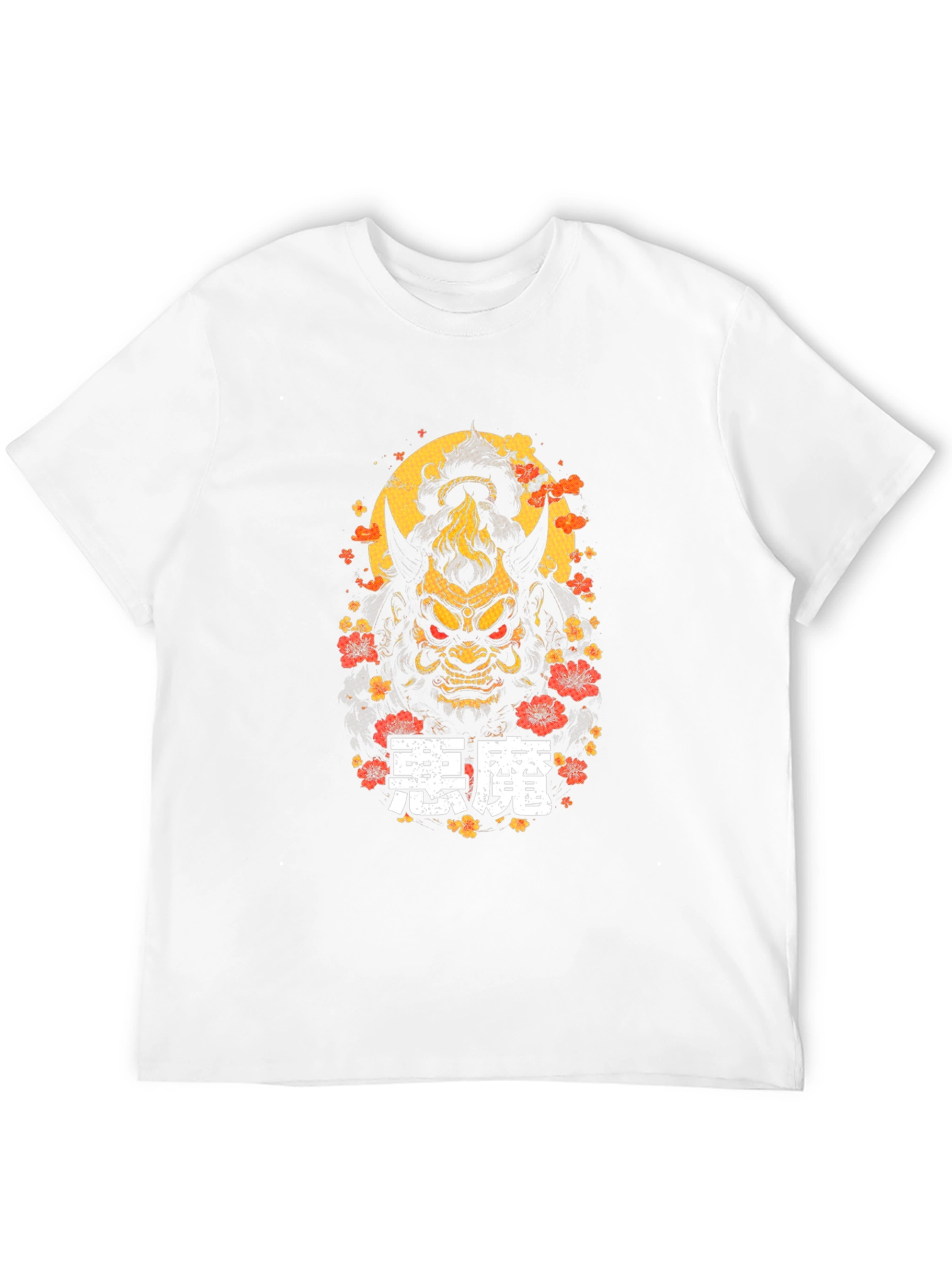 Japanese Oni Mask T-Shirt - Demon Kanji Graphic Tee