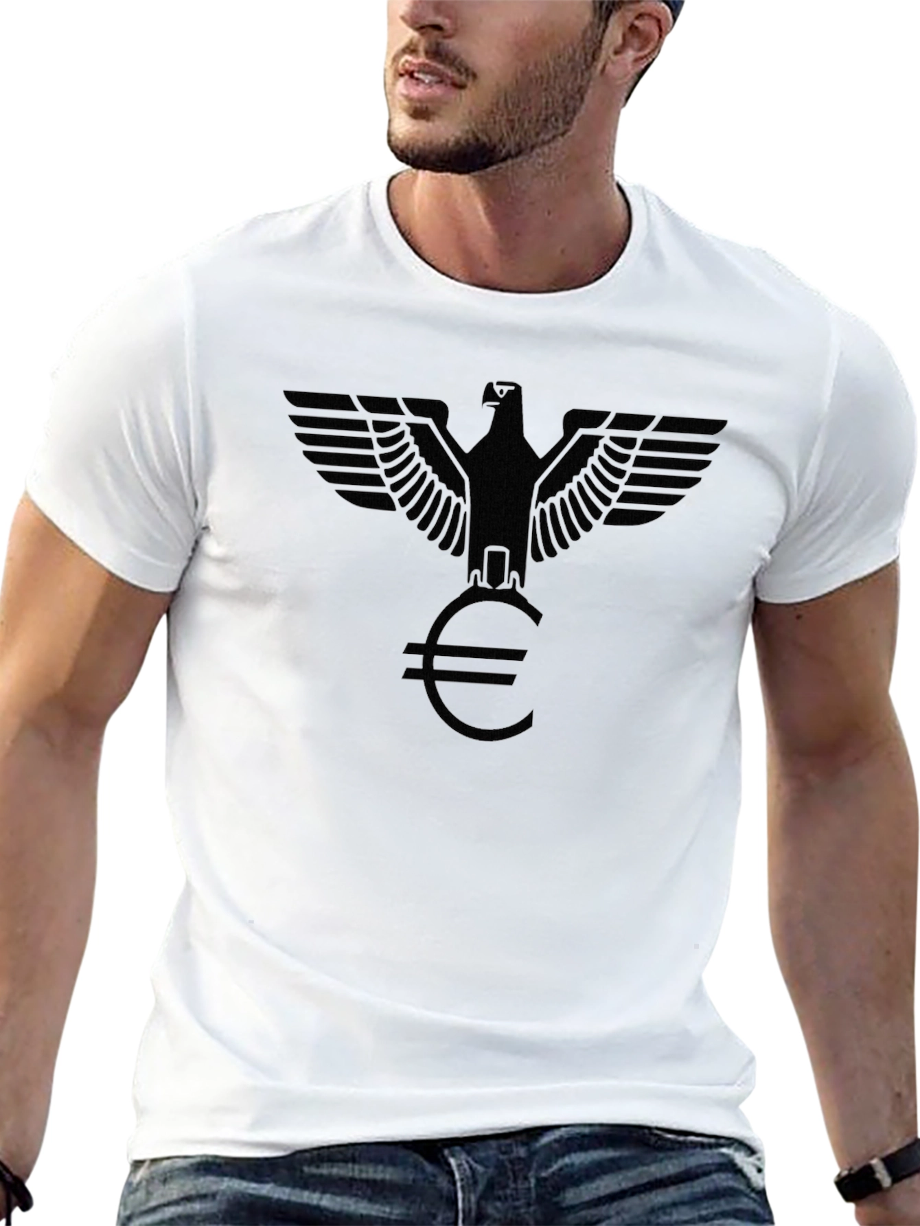 Eagle Euro Graphic Tee - Stylish Black Cotton T-Shirt