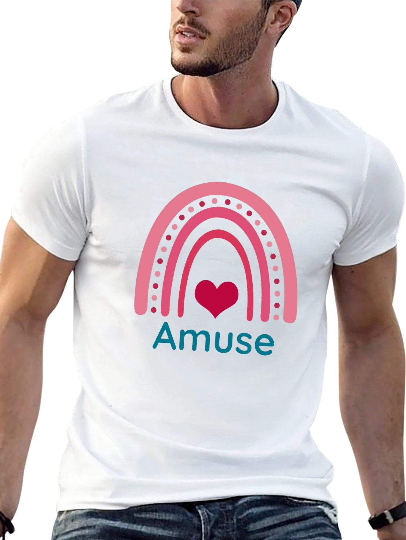 Amuse Rainbow Heart Graphic Tee