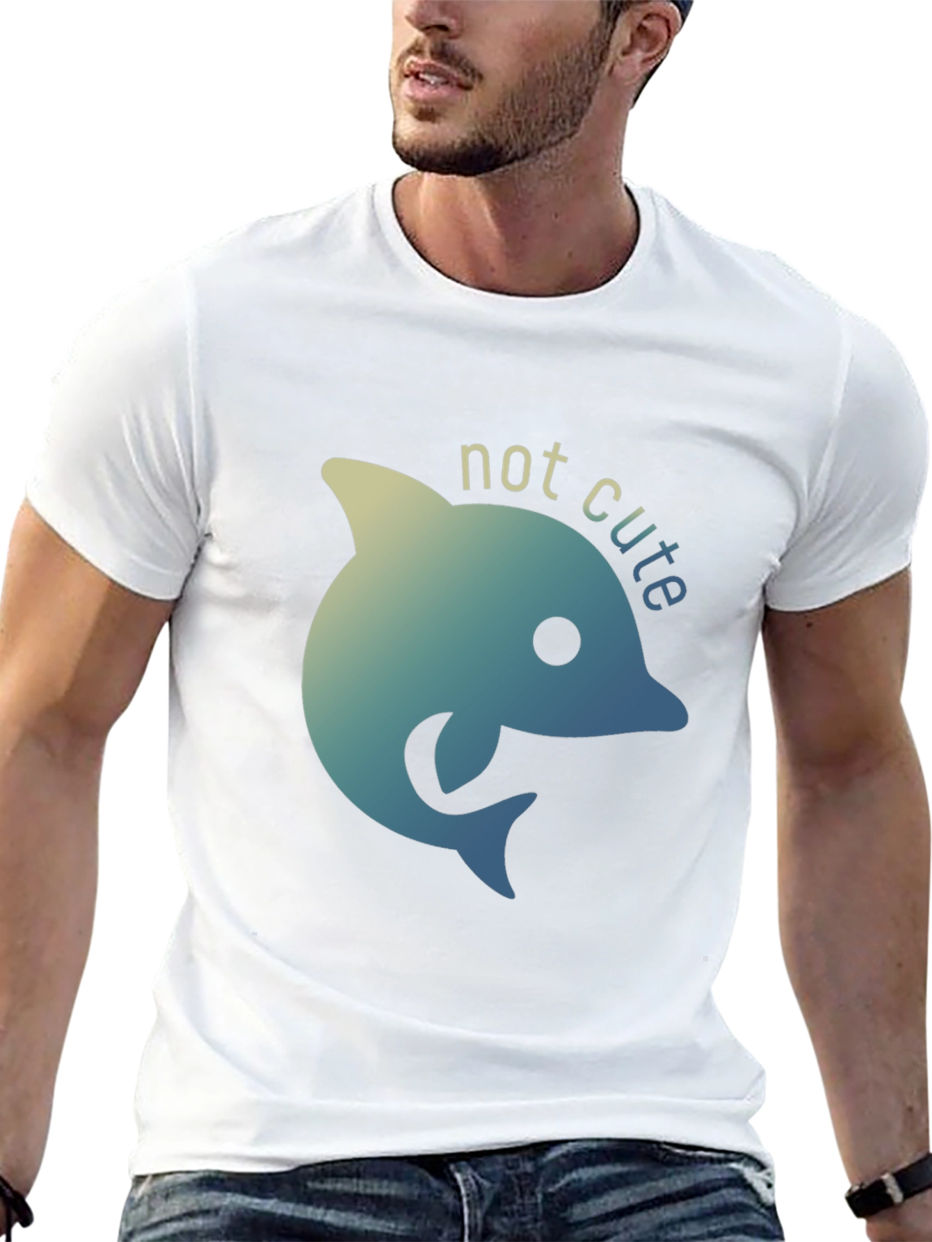 Not Cute Dolphin Black T-Shirt - Quirky Graphic Tee
