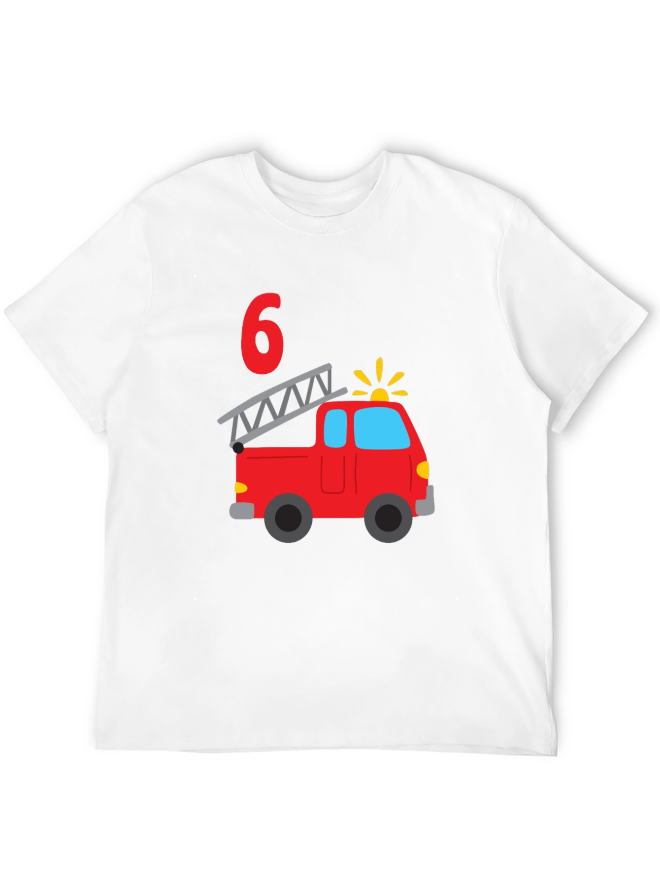 Fire Truck Birthday Boy Shirt - 6 Years Old