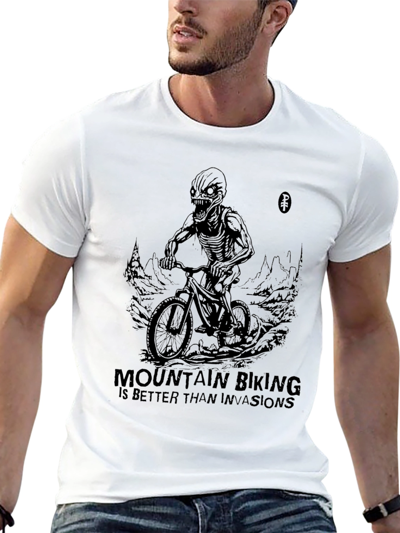 Mountain Biking Alien T-Shirt