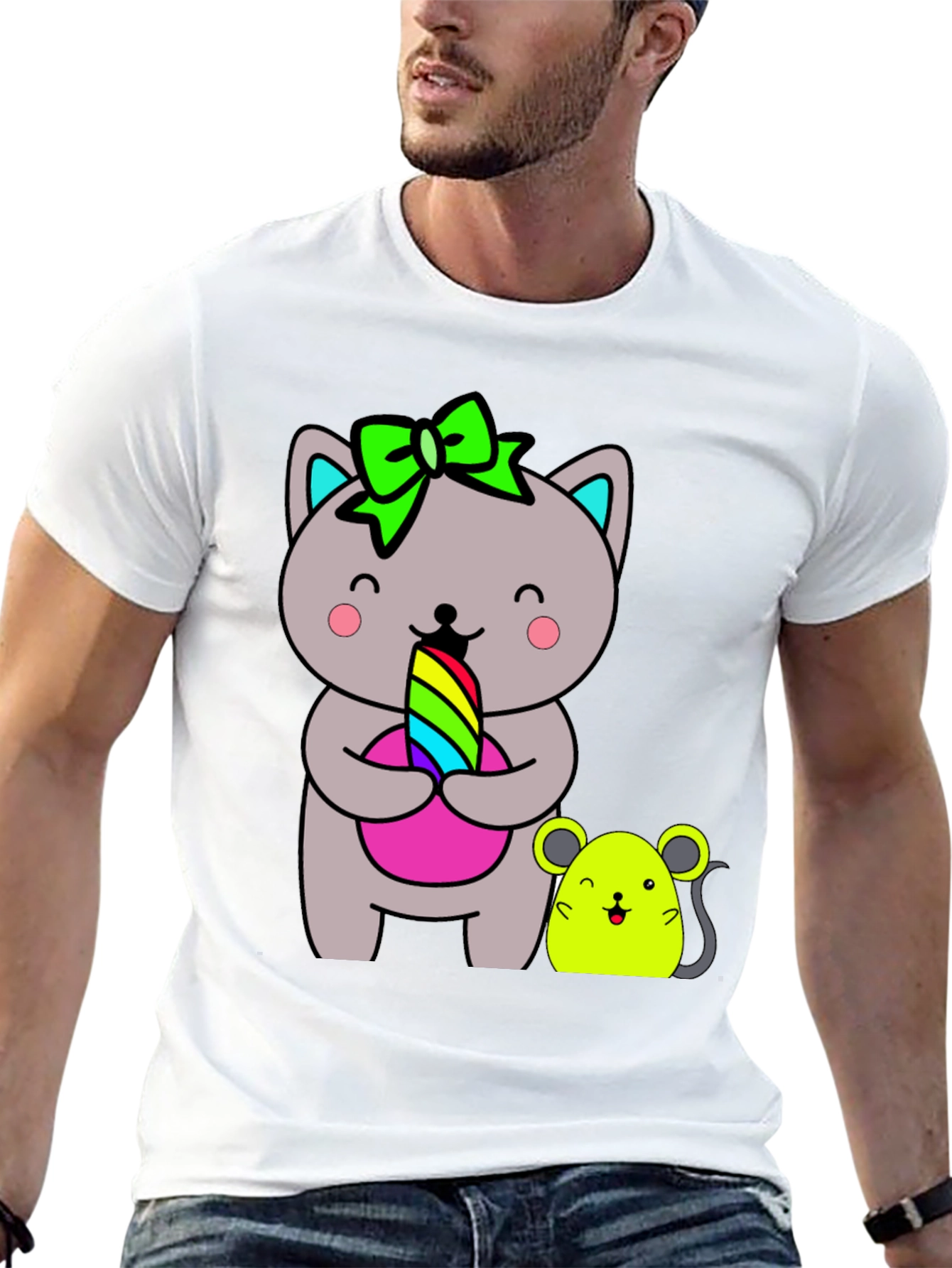 Cute Cat & Mouse Graphic Tee