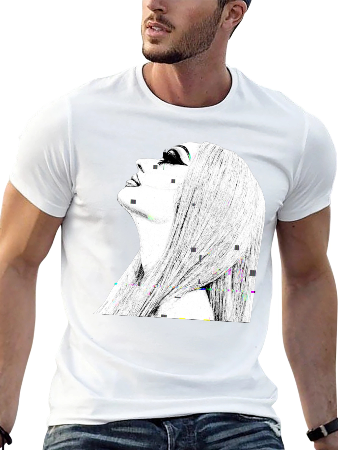 Black Graphic Tee - Woman Portrait Design