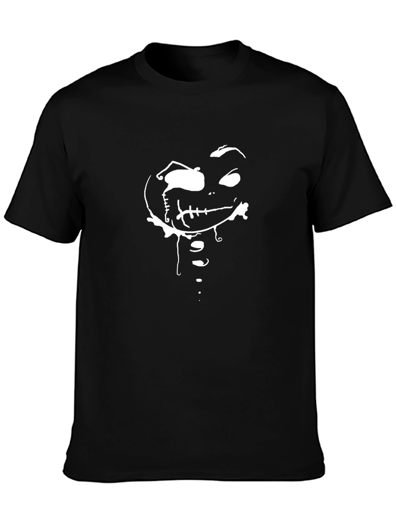 Creepy Cartoon Face Black T-Shirt