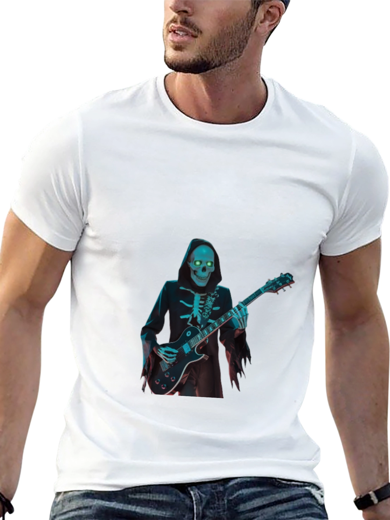Skeleton Guitarist Graphic T-Shirt - Black