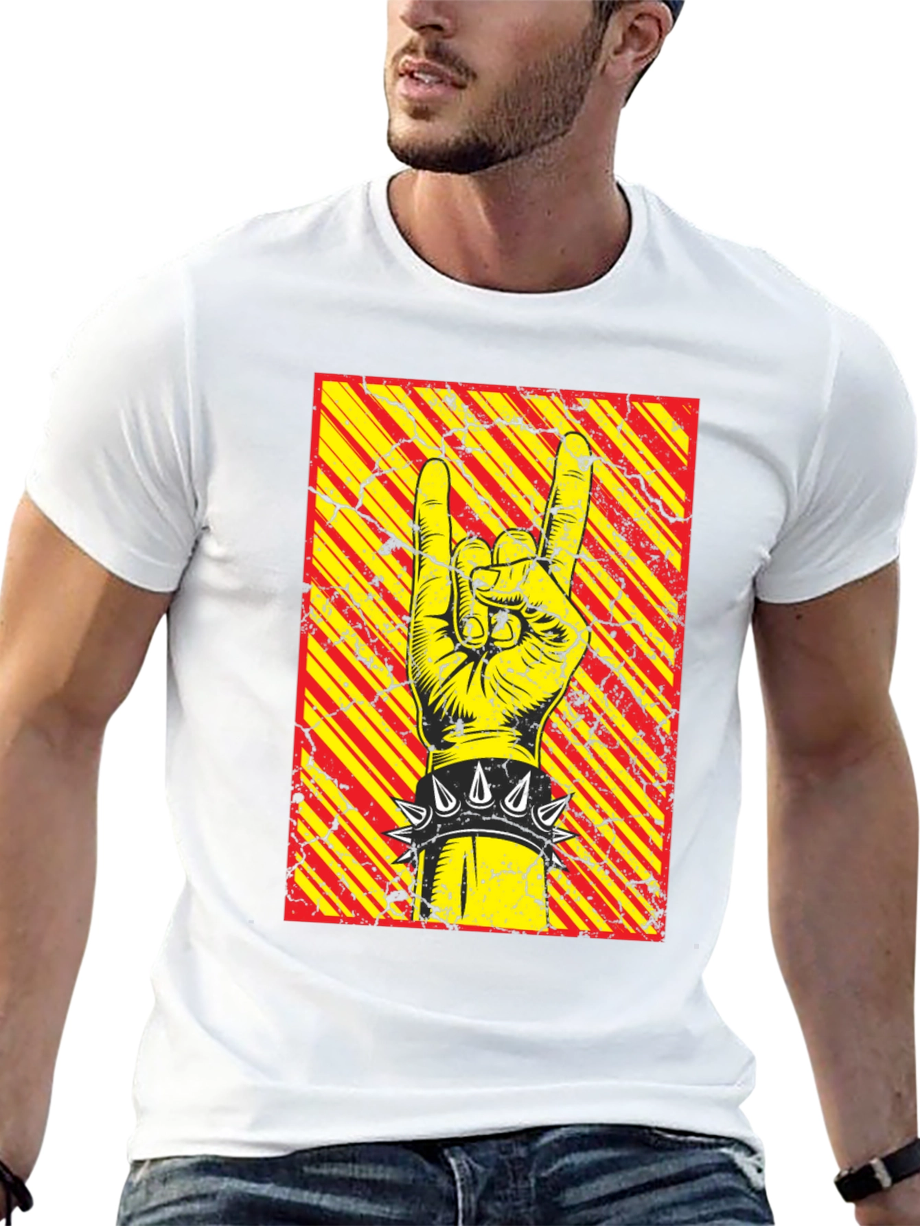 Rock On Graphic Tee - Black Cotton T-Shirt