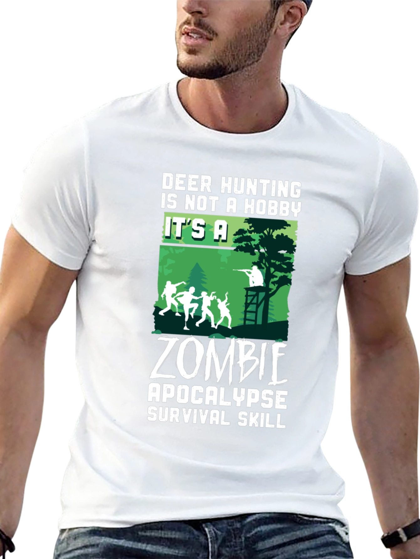 Zombie Apocalypse Survival T-Shirt - Deer Hunting Hobby Tee