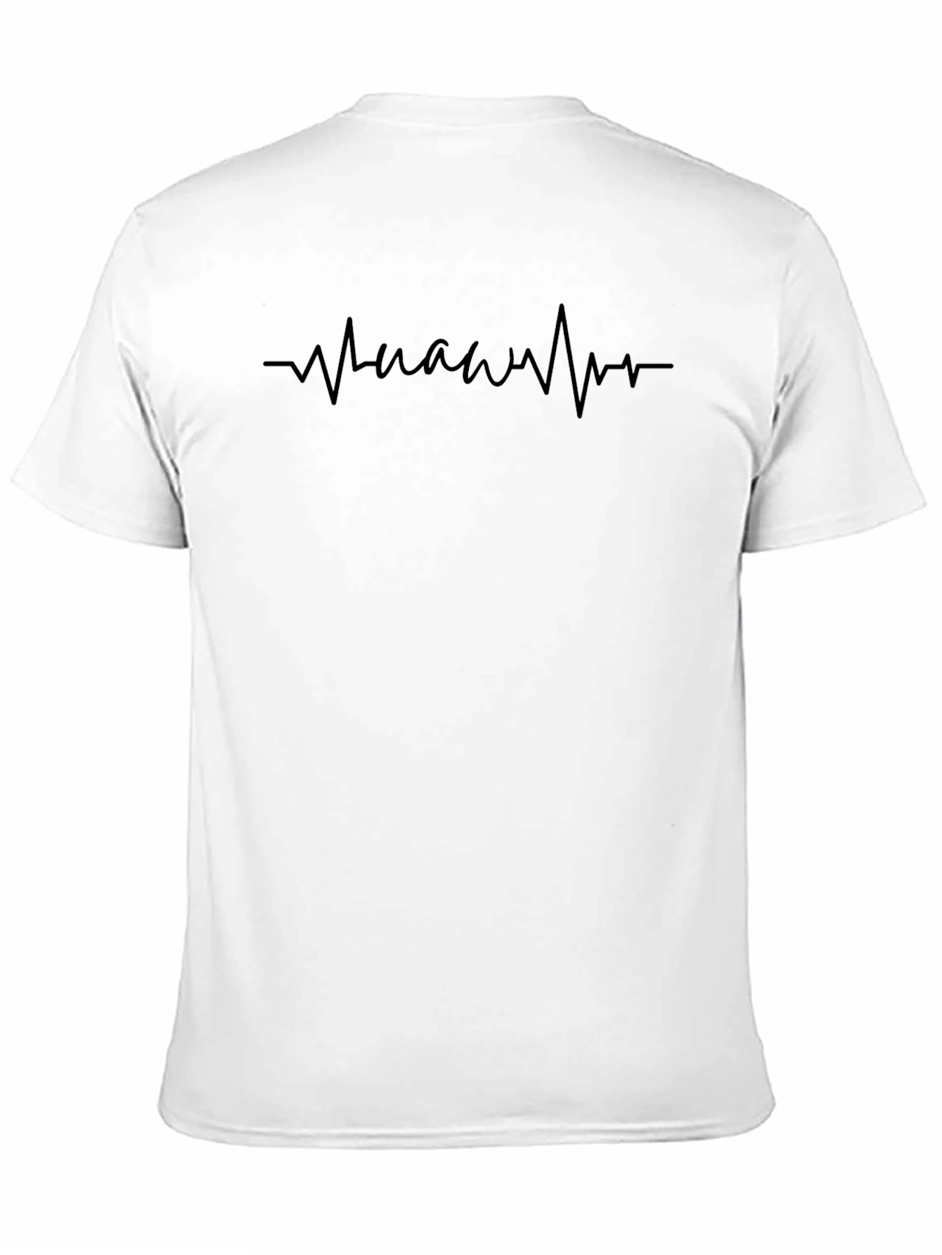 Heartbeat Line Graphic Tee - Black Crew Neck T-Shirt