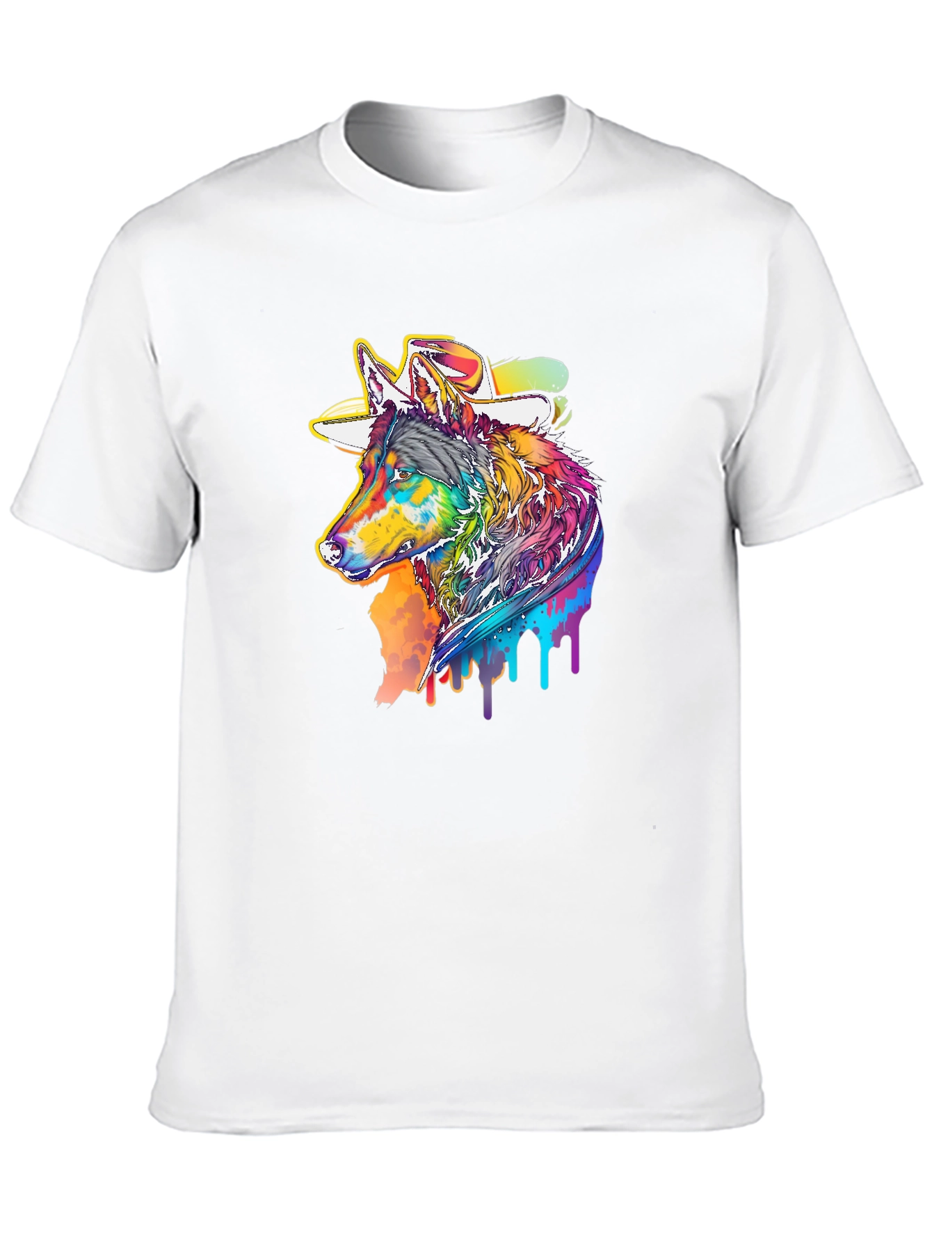 Rainbow Wolf Cowboy T-Shirt