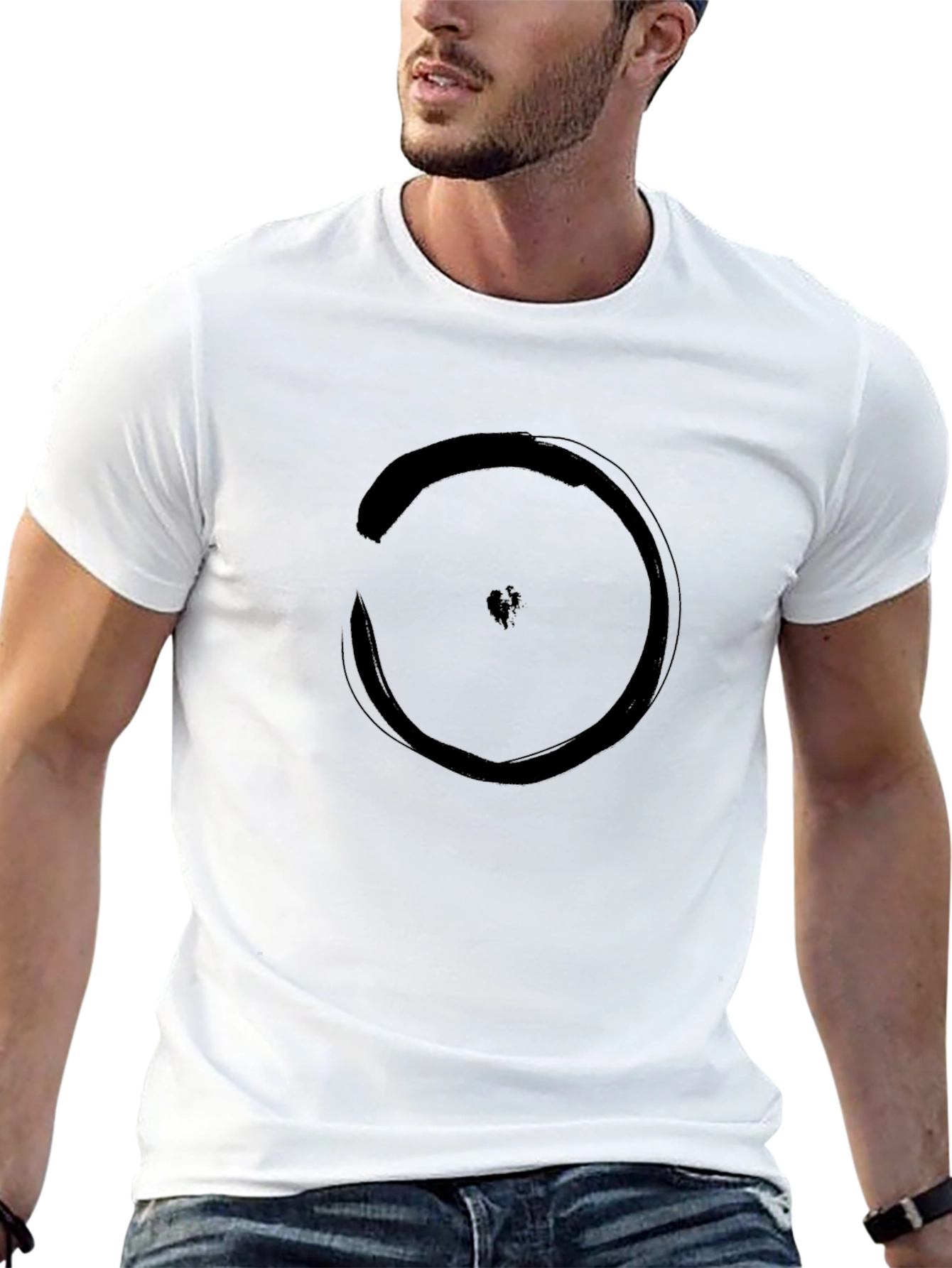 Minimalist Circle Graphic Black T-Shirt