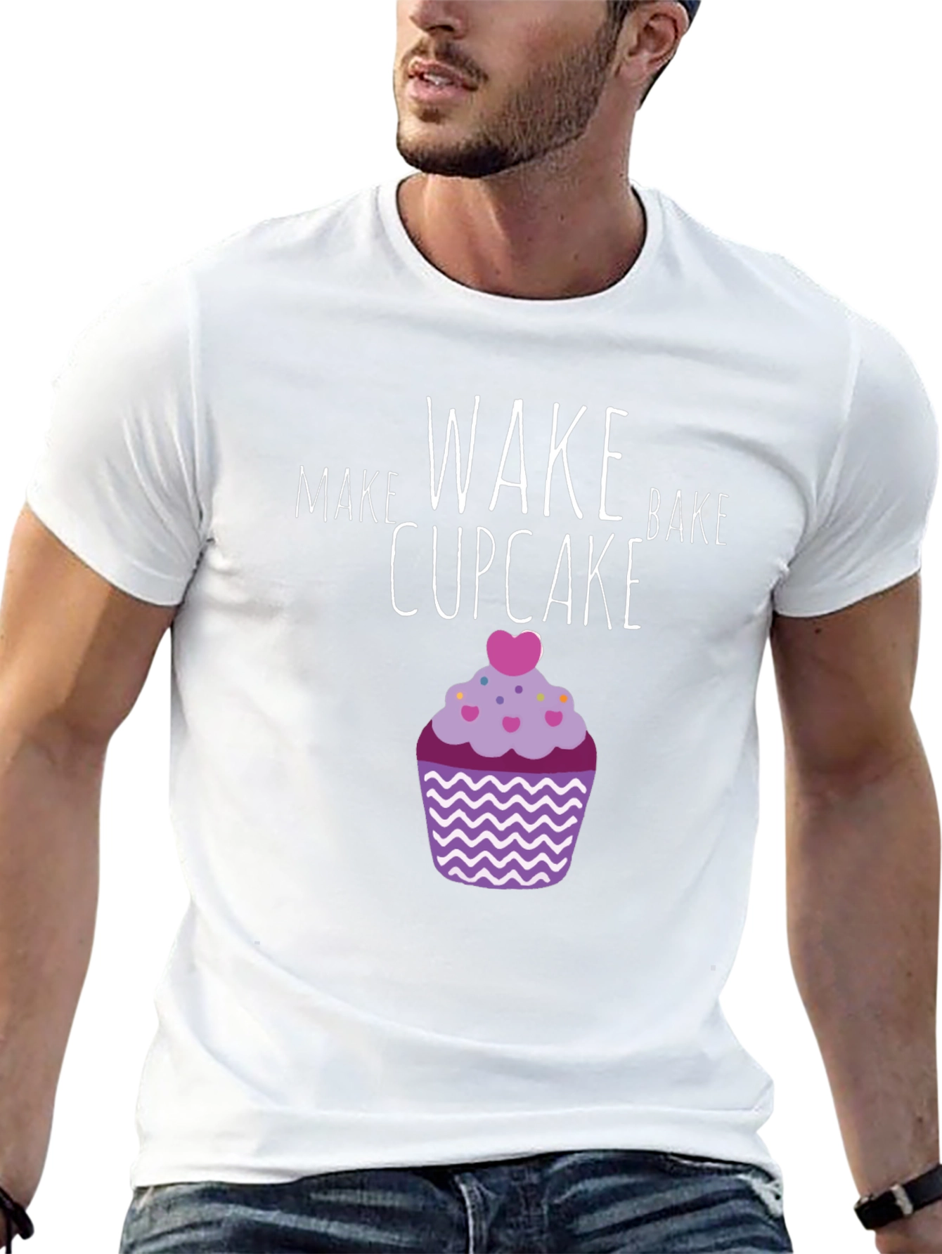 Make Wake Bake Cupcake Graphic T-Shirt