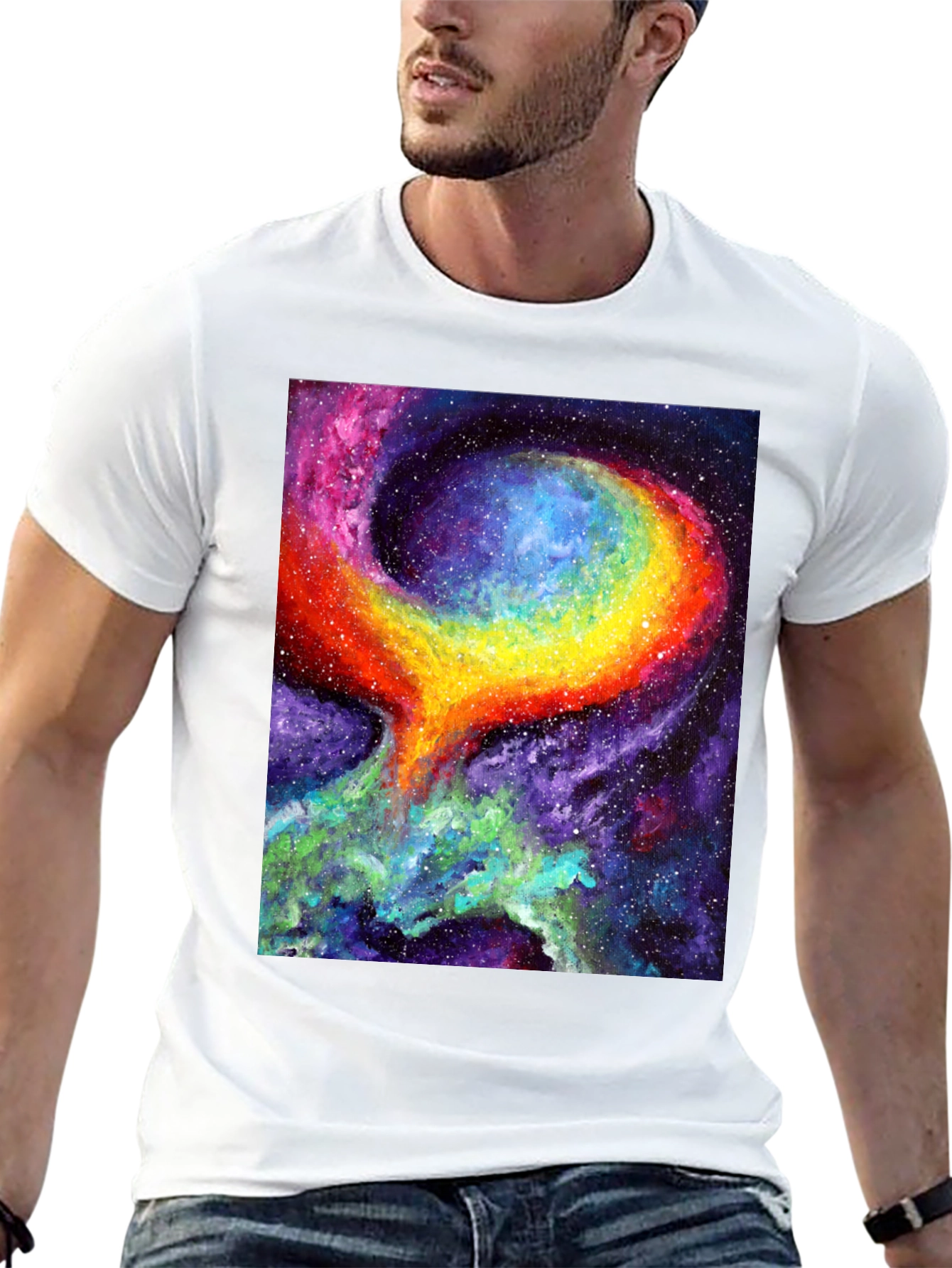 Nebula Art Black T-Shirt - Cosmic Galaxy Design