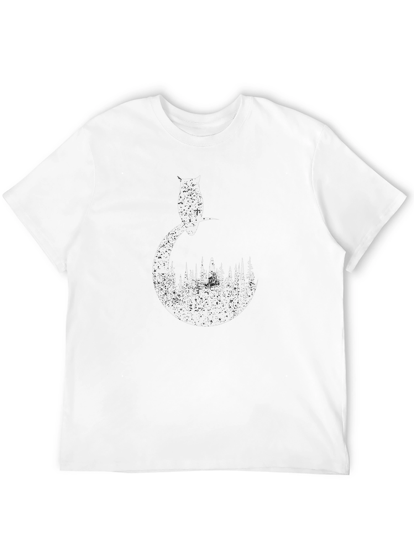 Owl Forest Graphic Tee - Black Cotton T-Shirt